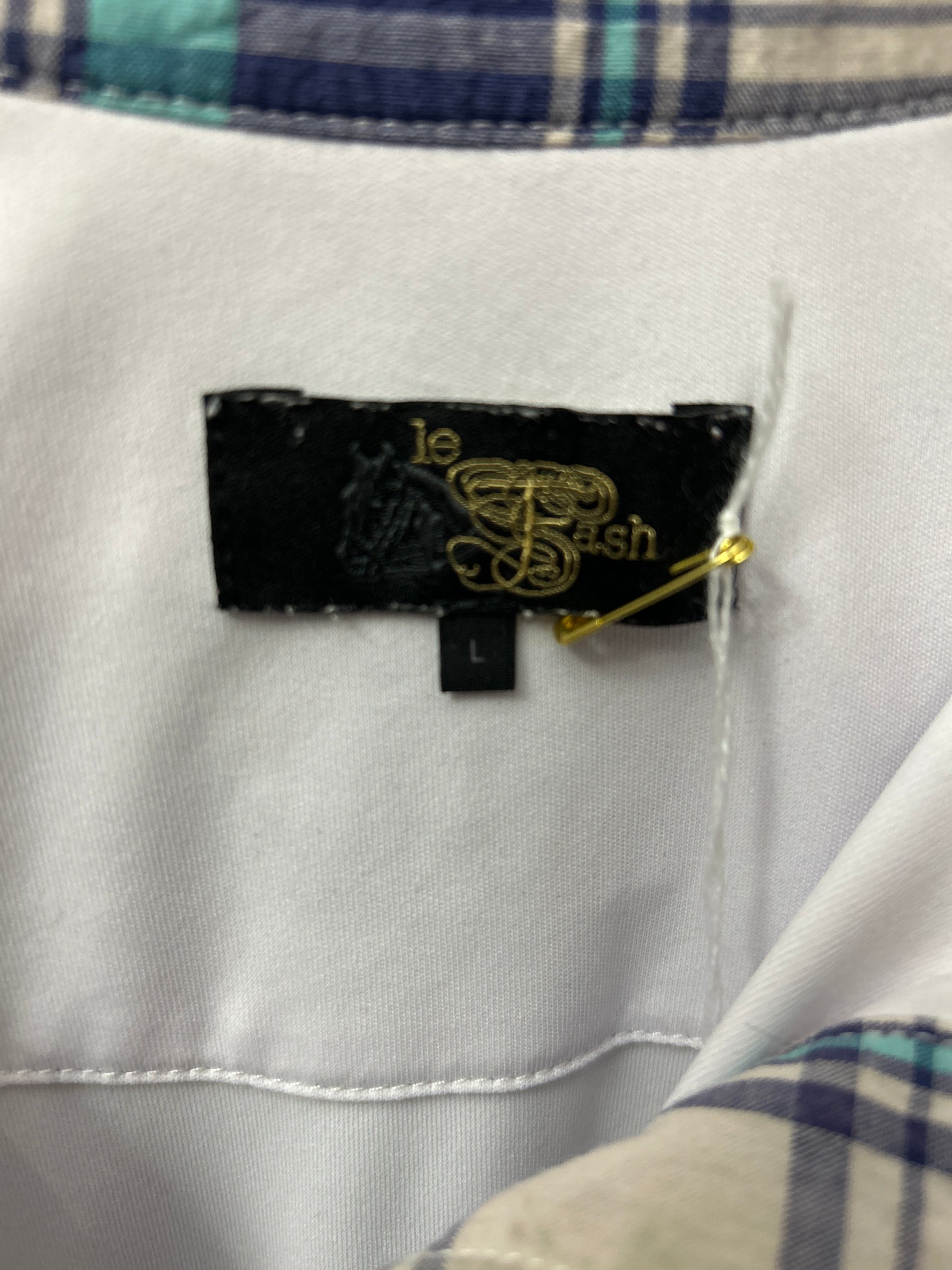 Le Fash Show Shirt White/Lavender Large-Show Shirts-Consignment-Evolution Equestrian Co.