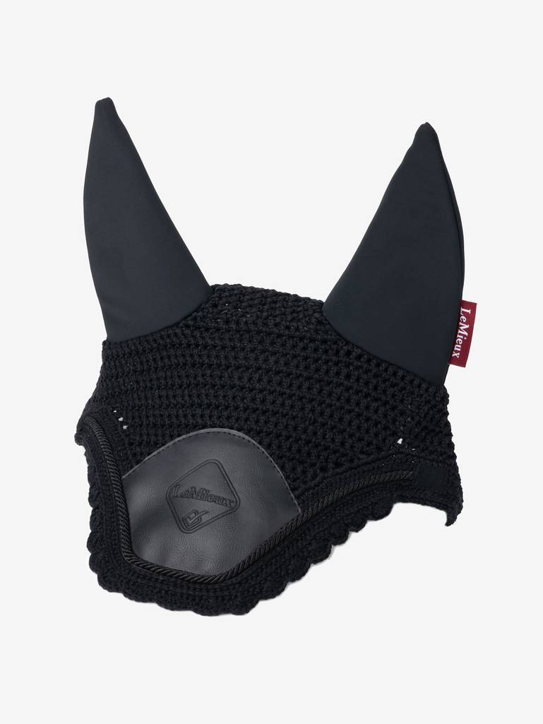 LeMieux Acoustic Pro Fly Bonnet-English Accessories-LeMieux-Medium (Cob)-Black-Evolution Equestrian Co.