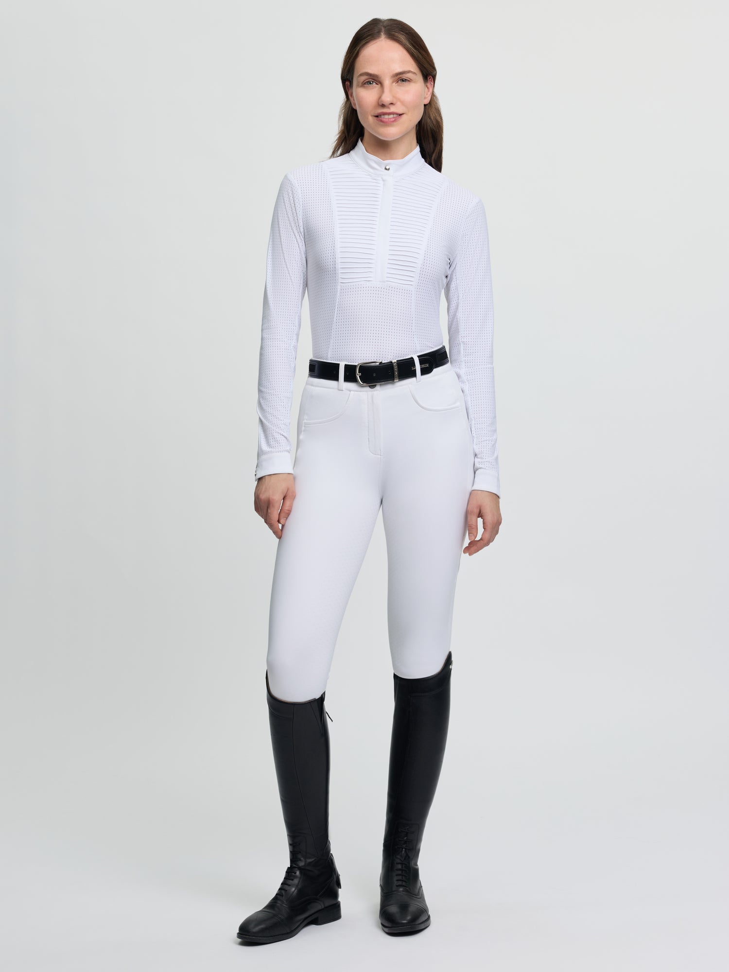 LeMieux Arielle Long Sleeve Show Shirt-Show Shirts-LeMieux-White-US 2 / UK 6-Evolution Equestrian Co.