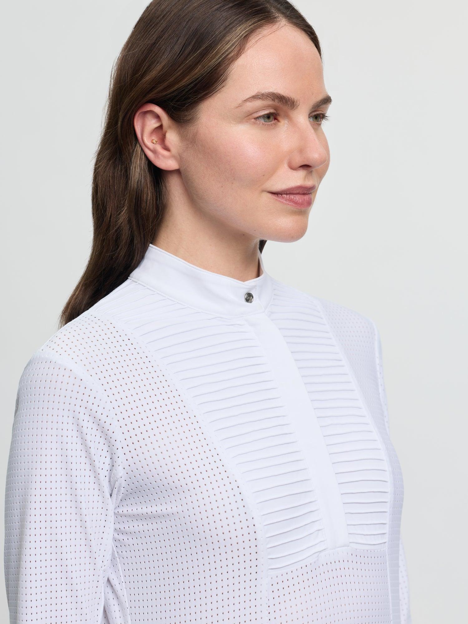 LeMieux Arielle Long Sleeve Show Shirt-Show Shirts-LeMieux-White-US 2 / UK 6-Evolution Equestrian Co.