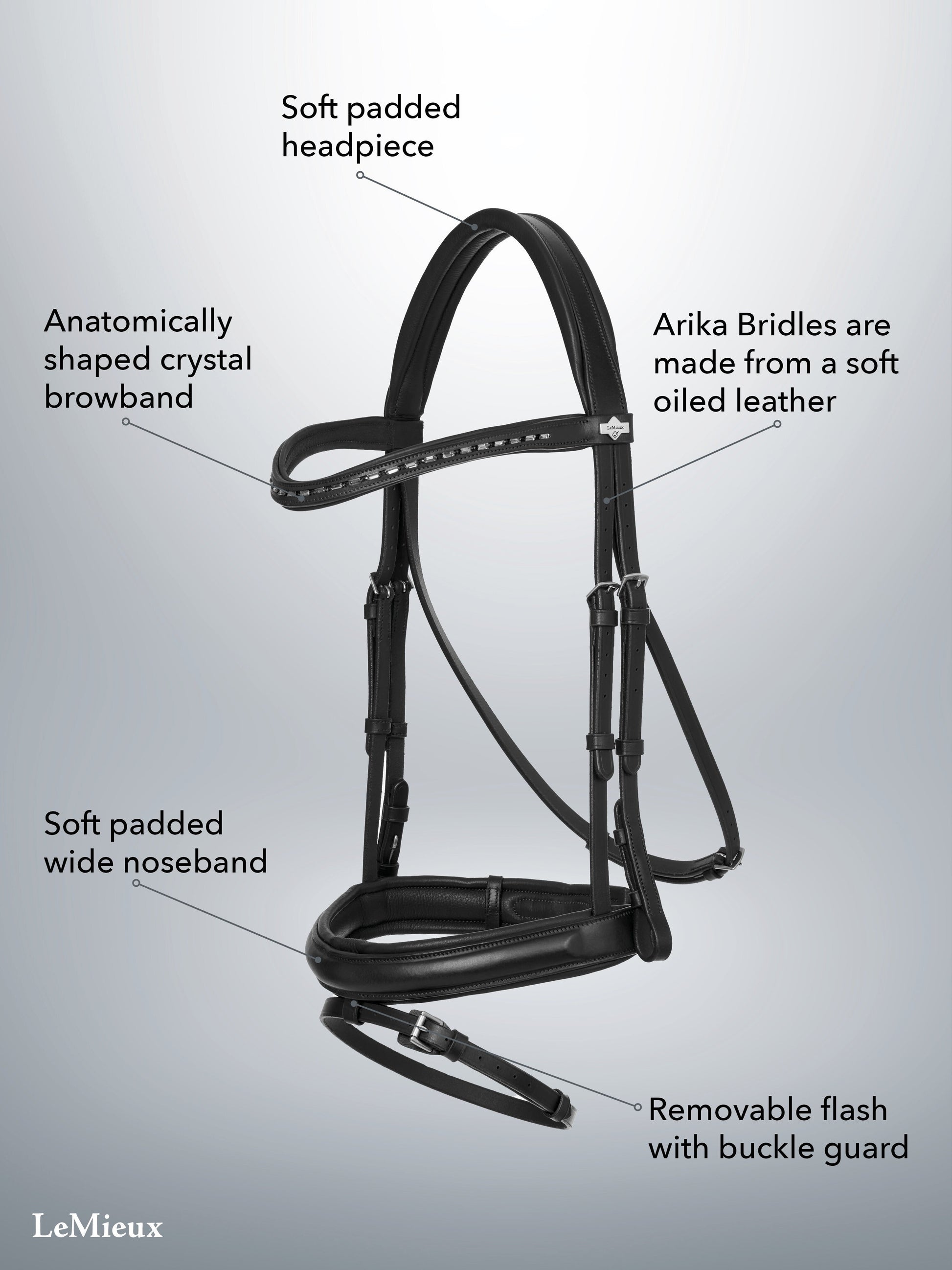 LeMieux Arika Dressage Bridle-Bridle-LeMieux-Black-Pony-Evolution Equestrian Co.