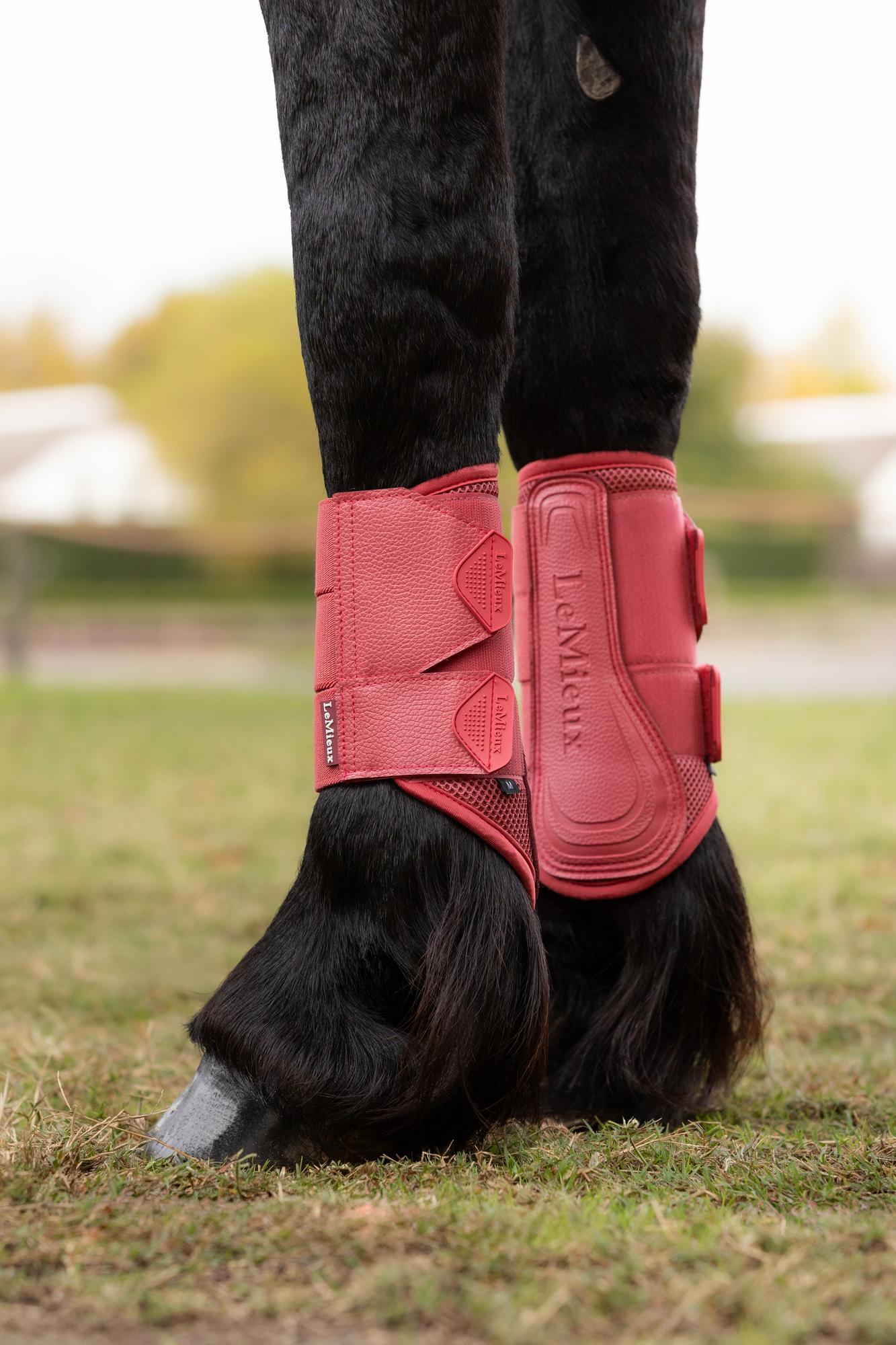 LeMieux Arika Mesh Brushing Boots Cranberry-Horse Boots-LeMieux-Medium-Evolution Equestrian Co.