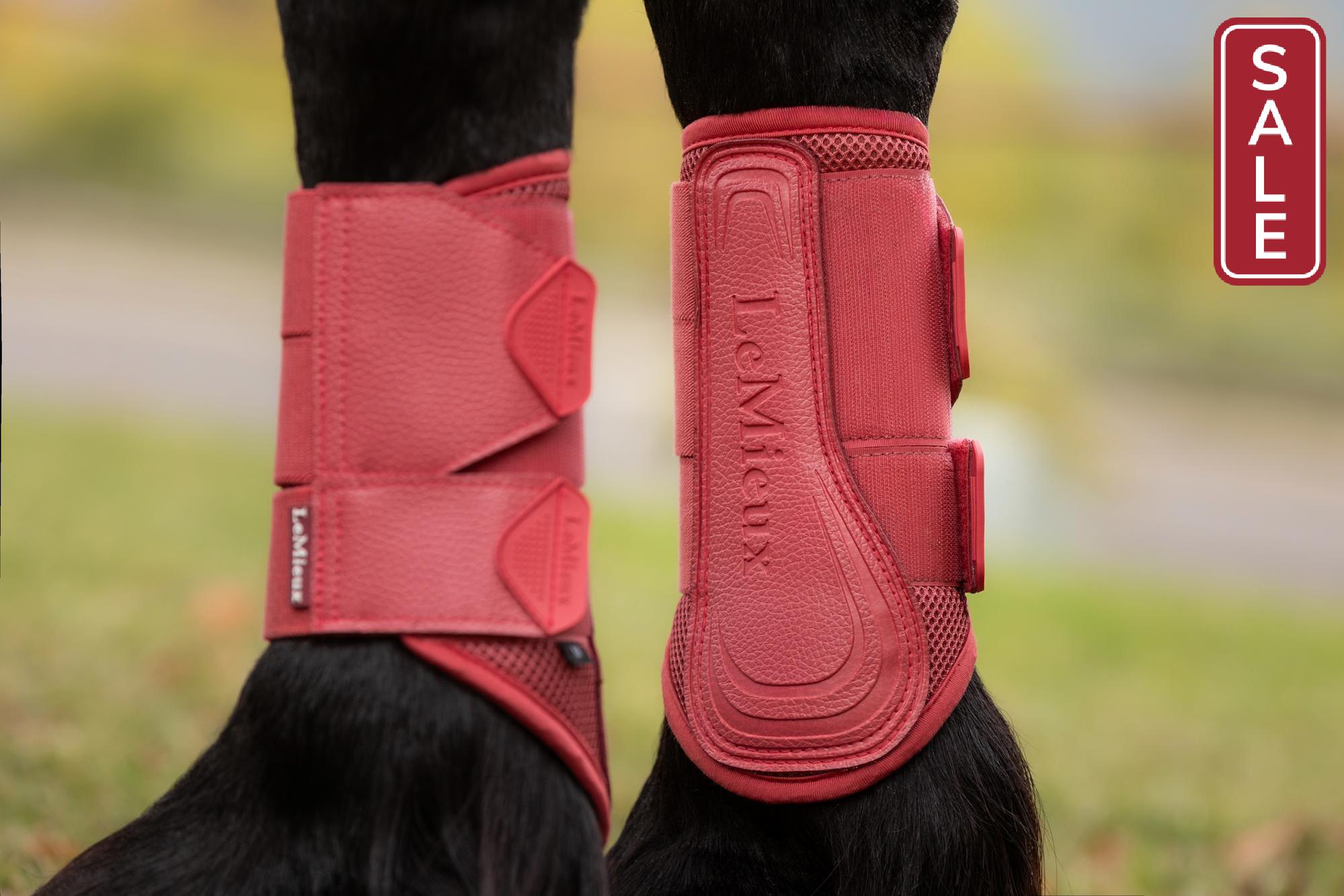 LeMieux Arika Mesh Brushing Boots Cranberry-Horse Boots-LeMieux-Medium-Evolution Equestrian Co.