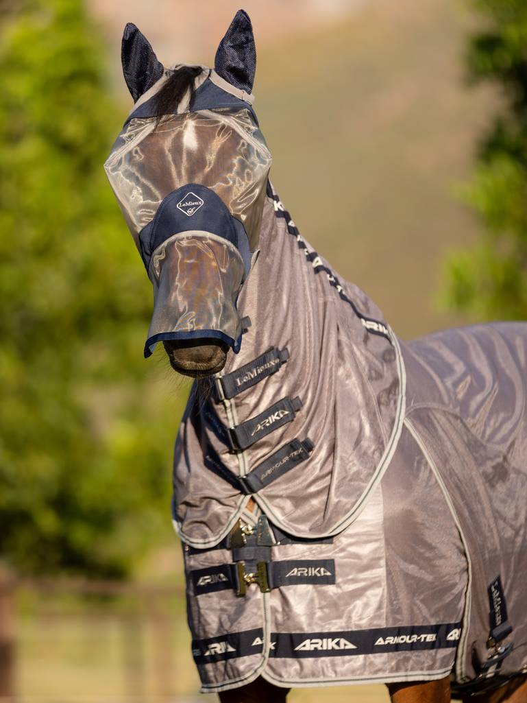 LeMieux Armour Shield Pro Full Fly Mask-Fly Mask-LeMieux-X Small (Small Pony)-Grey-Evolution Equestrian Co.