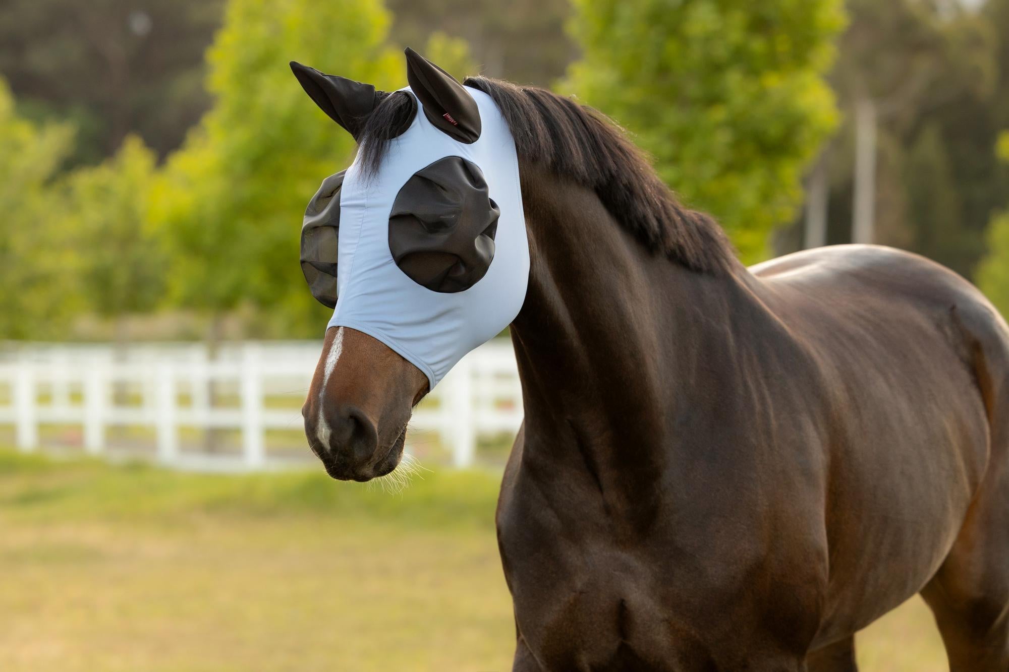 LeMieux Bug Relief Fly Mask Powder Blue-Fly Mask-LeMieux-XSmall (Small Pony)-Evolution Equestrian Co.