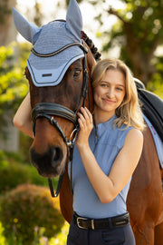 LeMieux Essence Fly Hood Powder Blue-English Accessories-LeMieux-Medium (Cob)-Evolution Equestrian Co.