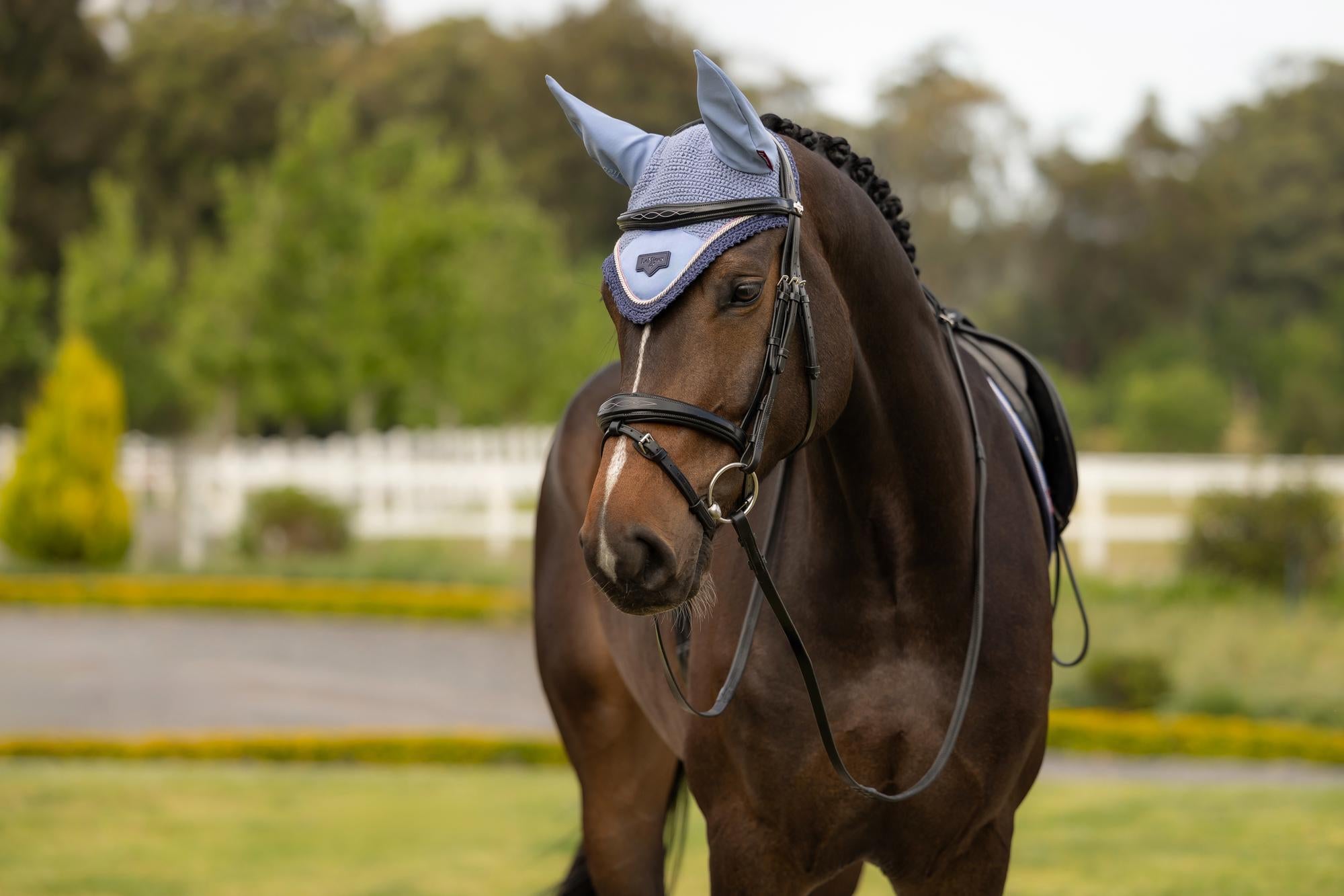 LeMieux Lorie Fly Hood Powder Blue-English Accessories-LeMieux-Medium-Evolution Equestrian Co.