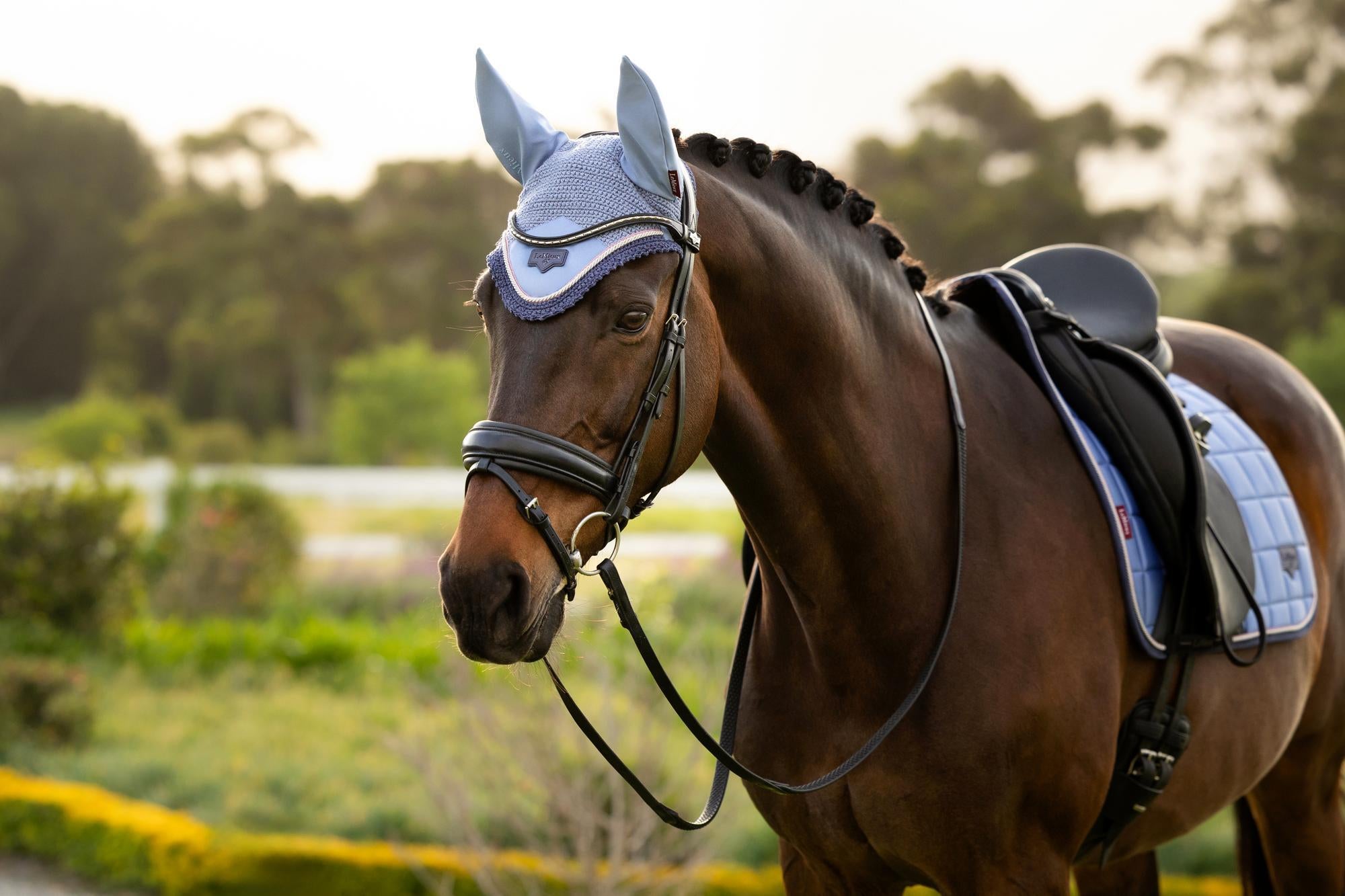 LeMieux Lorie Fly Hood Powder Blue-English Accessories-LeMieux-Medium-Evolution Equestrian Co.