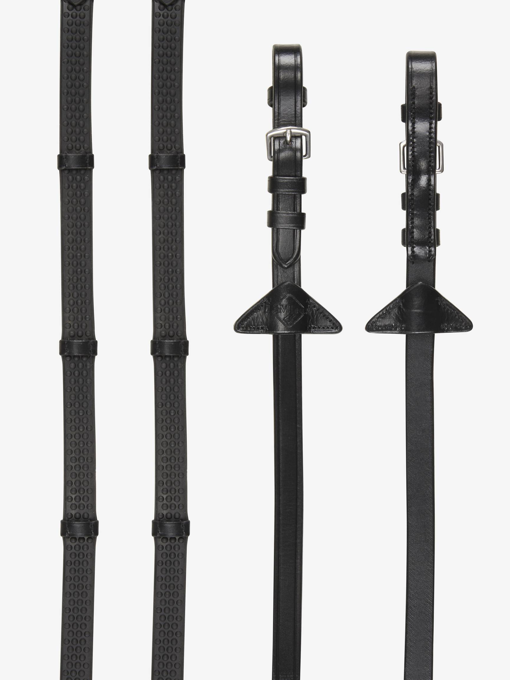 LeMieux Soft Rubber Reins with Stoppers-English Tack-LeMieux-Black/Silver-Pony-Evolution Equestrian Co.