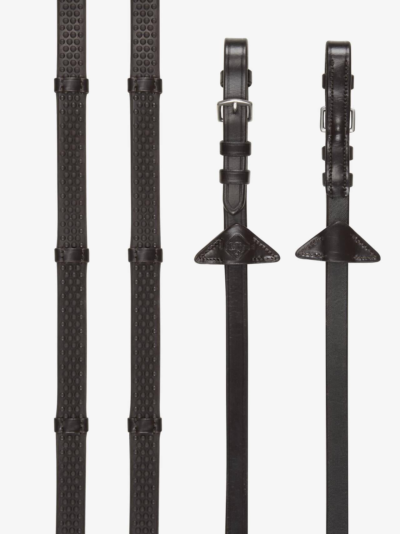 LeMieux Soft Rubber Reins with Stoppers Brown-English Reins-Consignment-Evolution Equestrian Co.