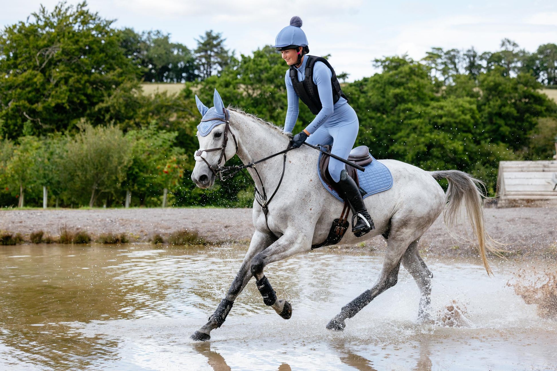LeMieux Suede Close Contact Saddle Pad Powder Blue-English Saddle Pad-LeMieux-Small/Medium-Evolution Equestrian Co.