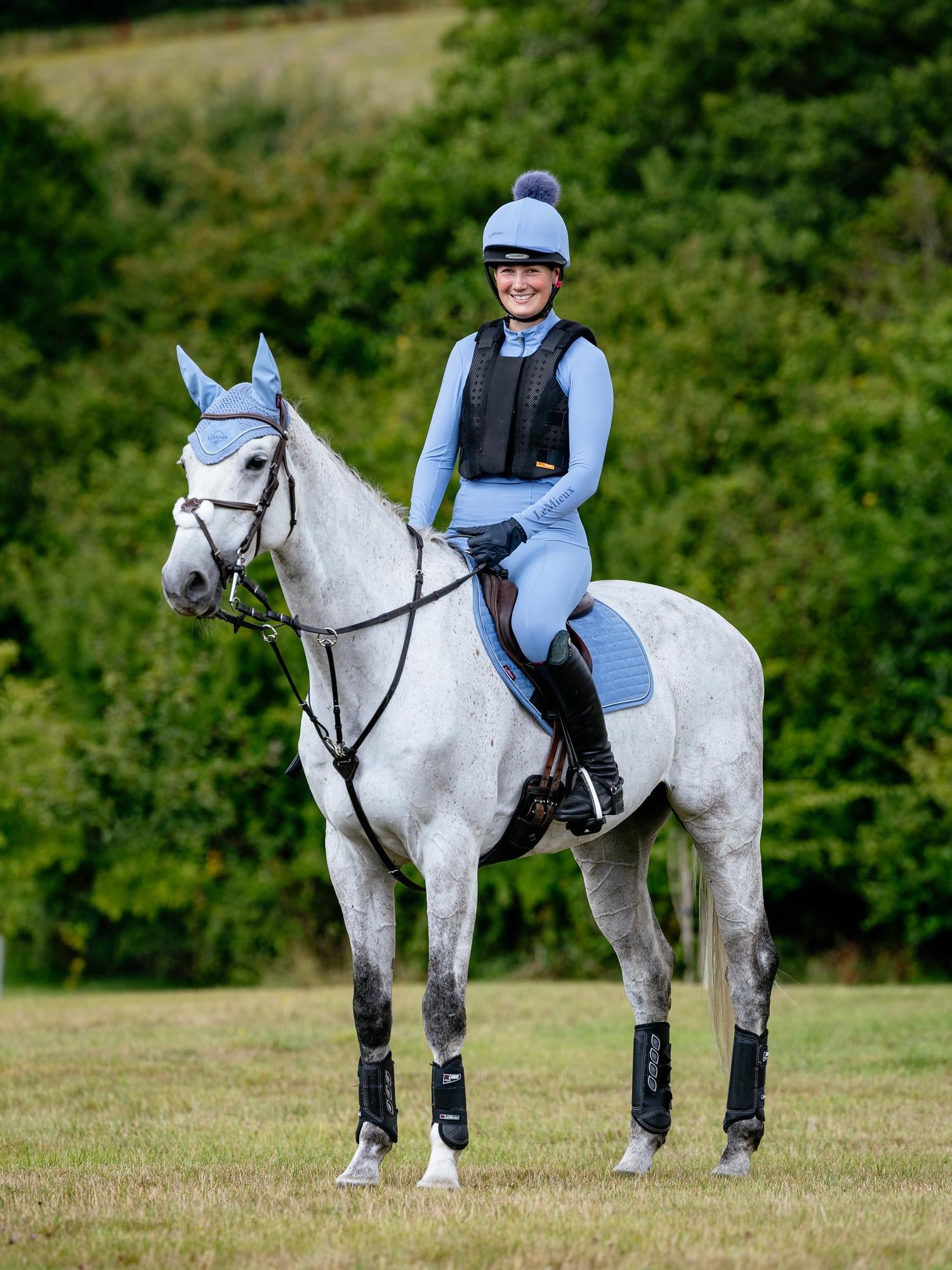 LeMieux Suede Close Contact Saddle Pad Powder Blue-English Saddle Pad-LeMieux-Small/Medium-Evolution Equestrian Co.