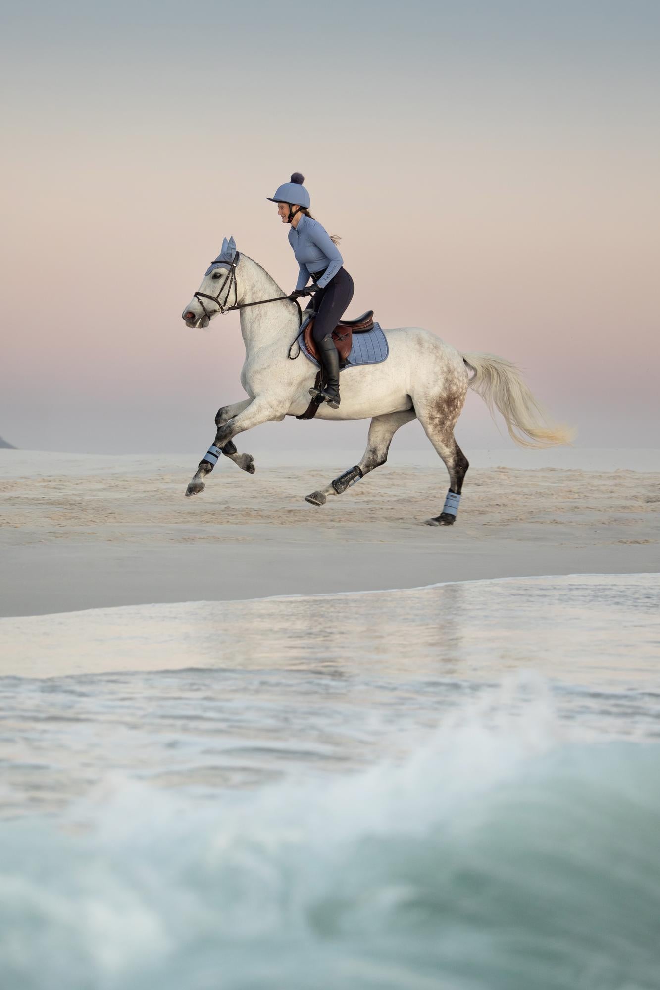 LeMieux Suede Close Contact Saddle Pad Powder Blue-English Saddle Pad-LeMieux-Small/Medium-Evolution Equestrian Co.