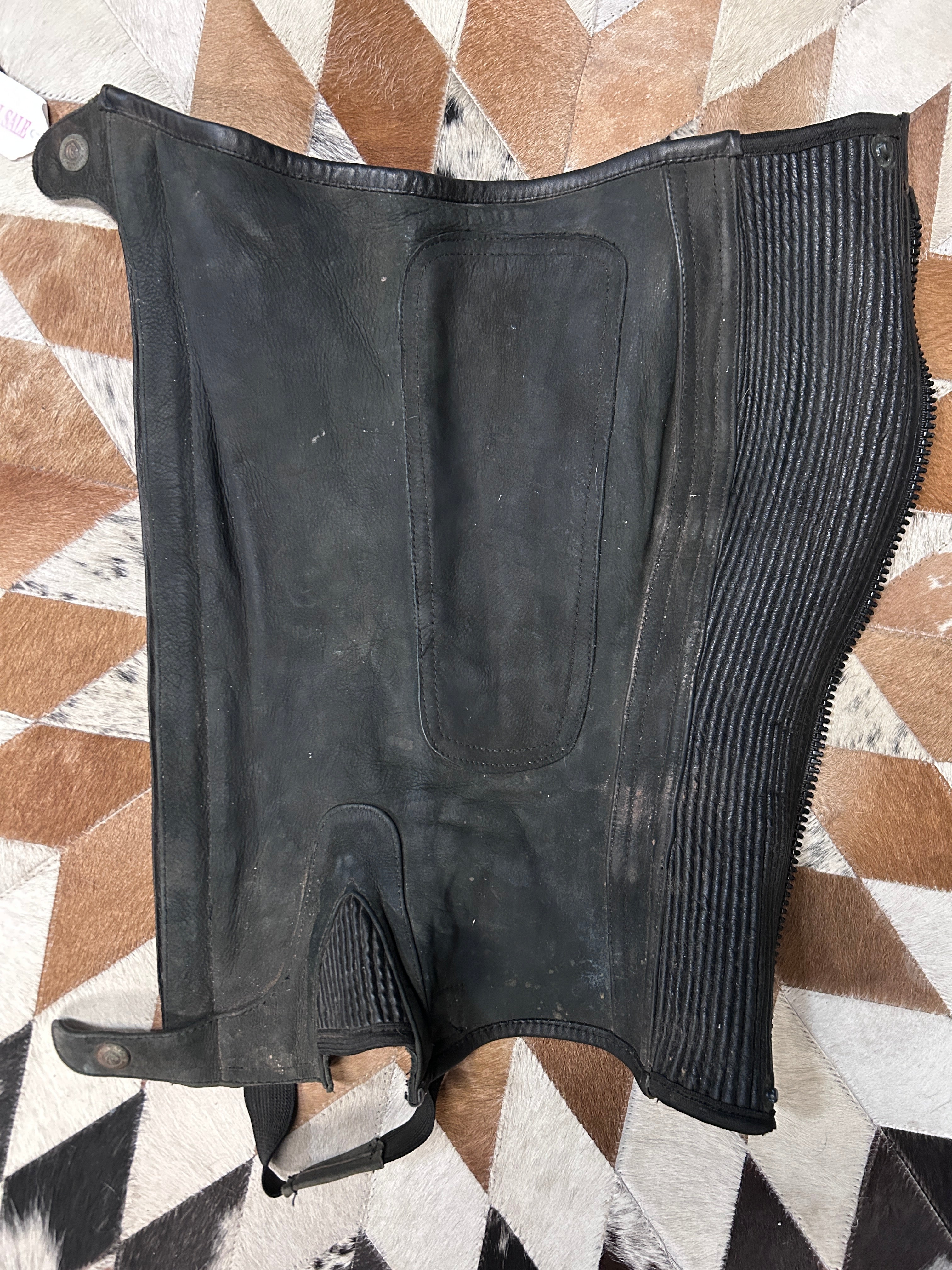 Leather Half Chaps Black XL-Half Chaps-Consignment-Evolution Equestrian Co.