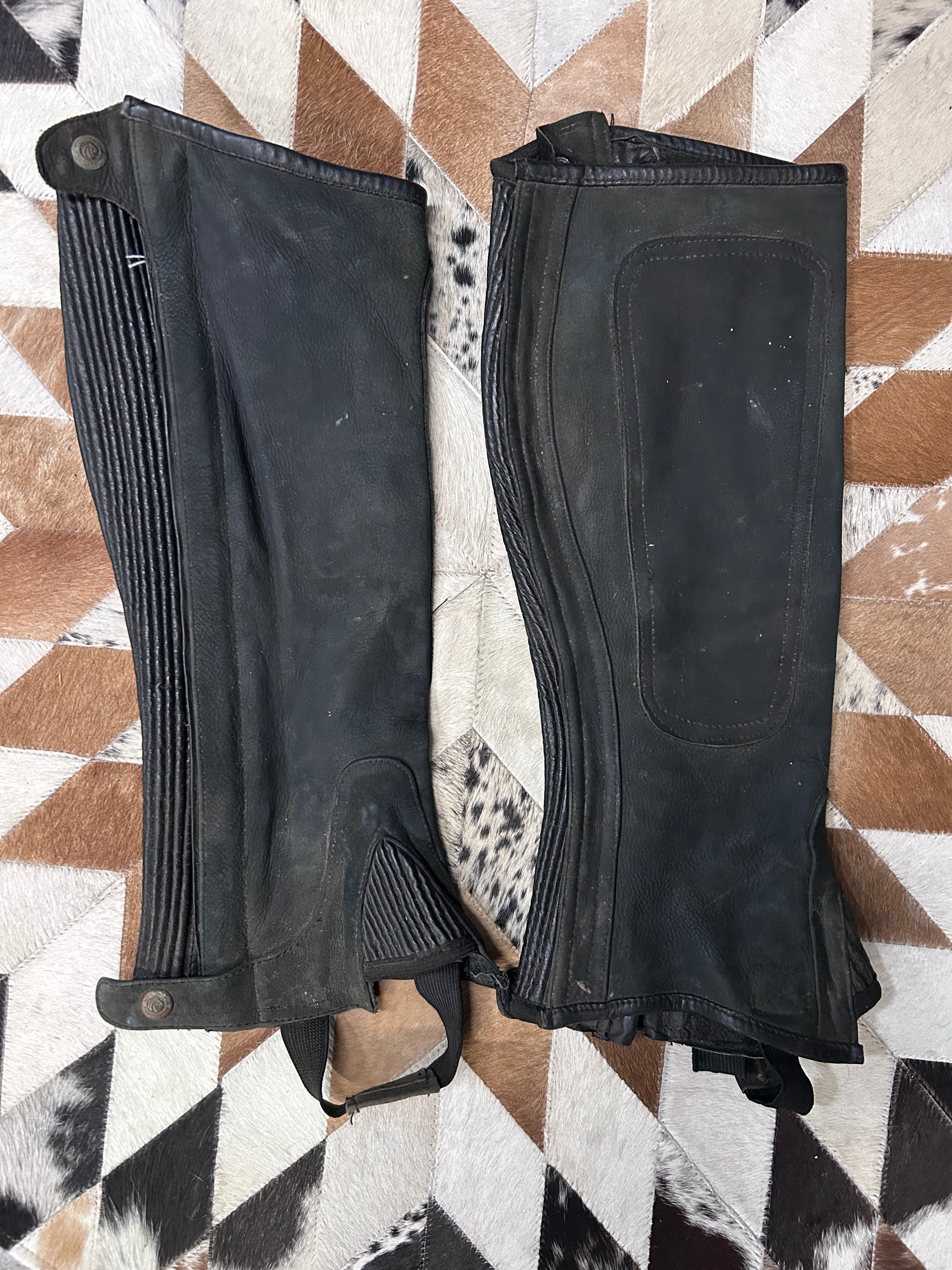 Leather Half Chaps Black XL-Half Chaps-Consignment-Evolution Equestrian Co.