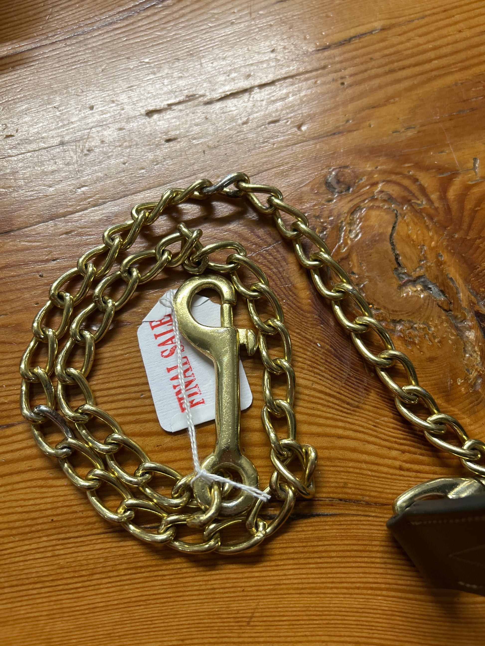 Leather Lead with Brass Plated Chain-Lead Rope-Consignment-Evolution Equestrian Co.