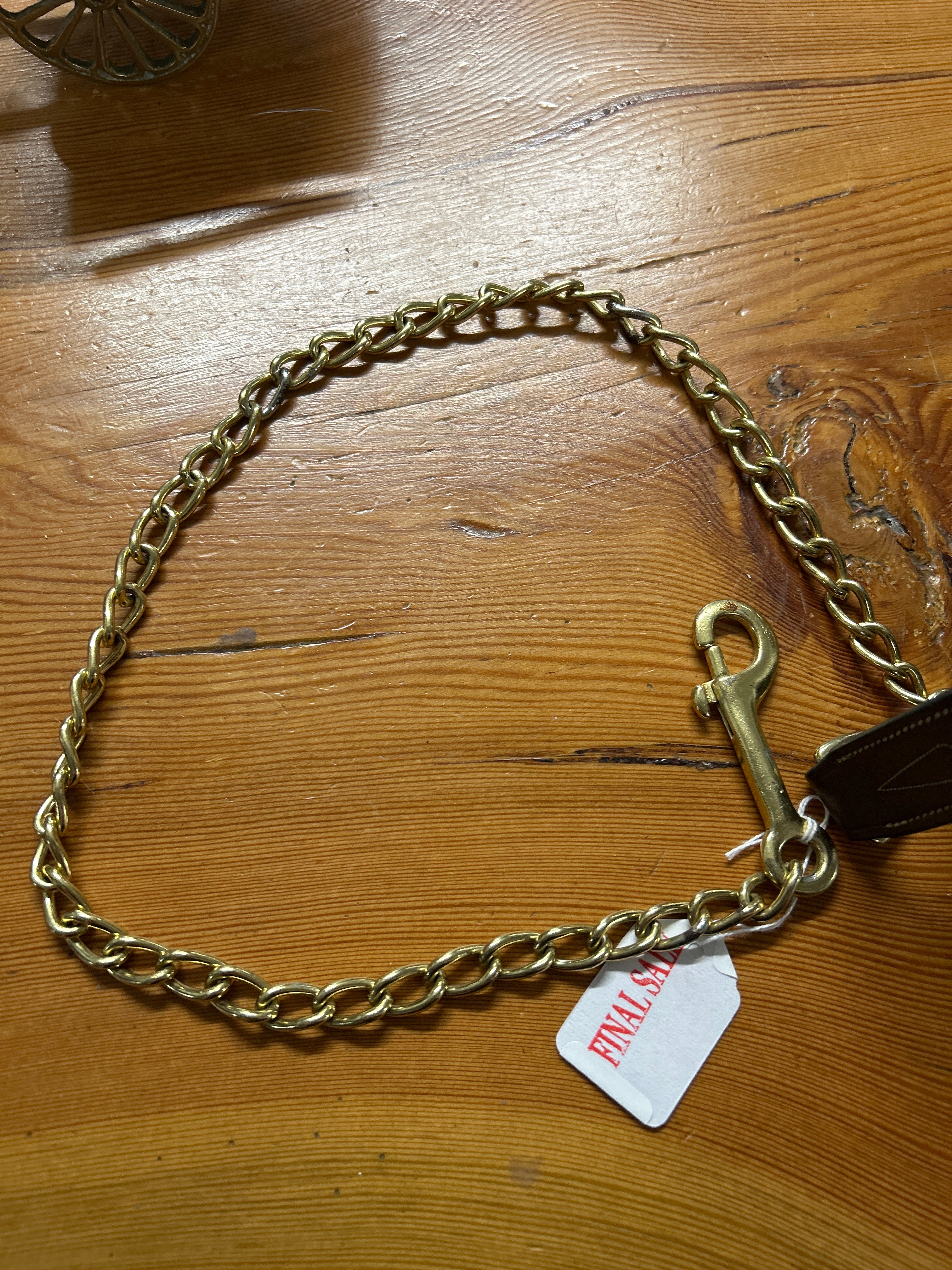 Leather Lead with Brass Plated Chain-Lead Rope-Consignment-Evolution Equestrian Co.