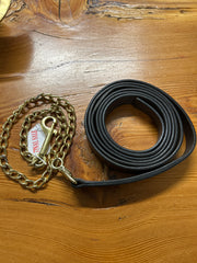 Leather Lead with Brass Plated Chain-Lead Rope-Consignment-Evolution Equestrian Co.