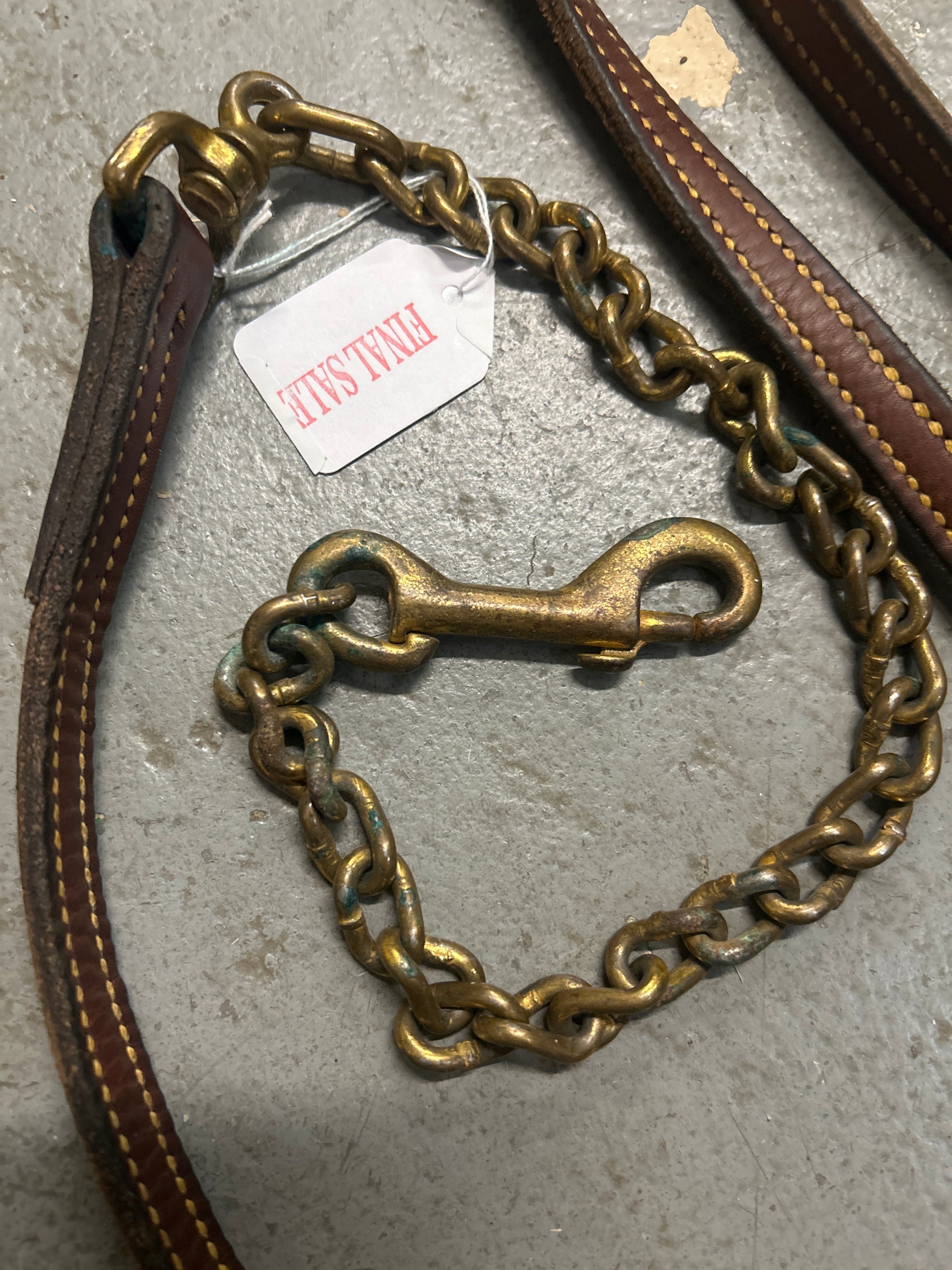 Leather and Brass Stud Chain-Lead Rope-Consignment-Evolution Equestrian Co.