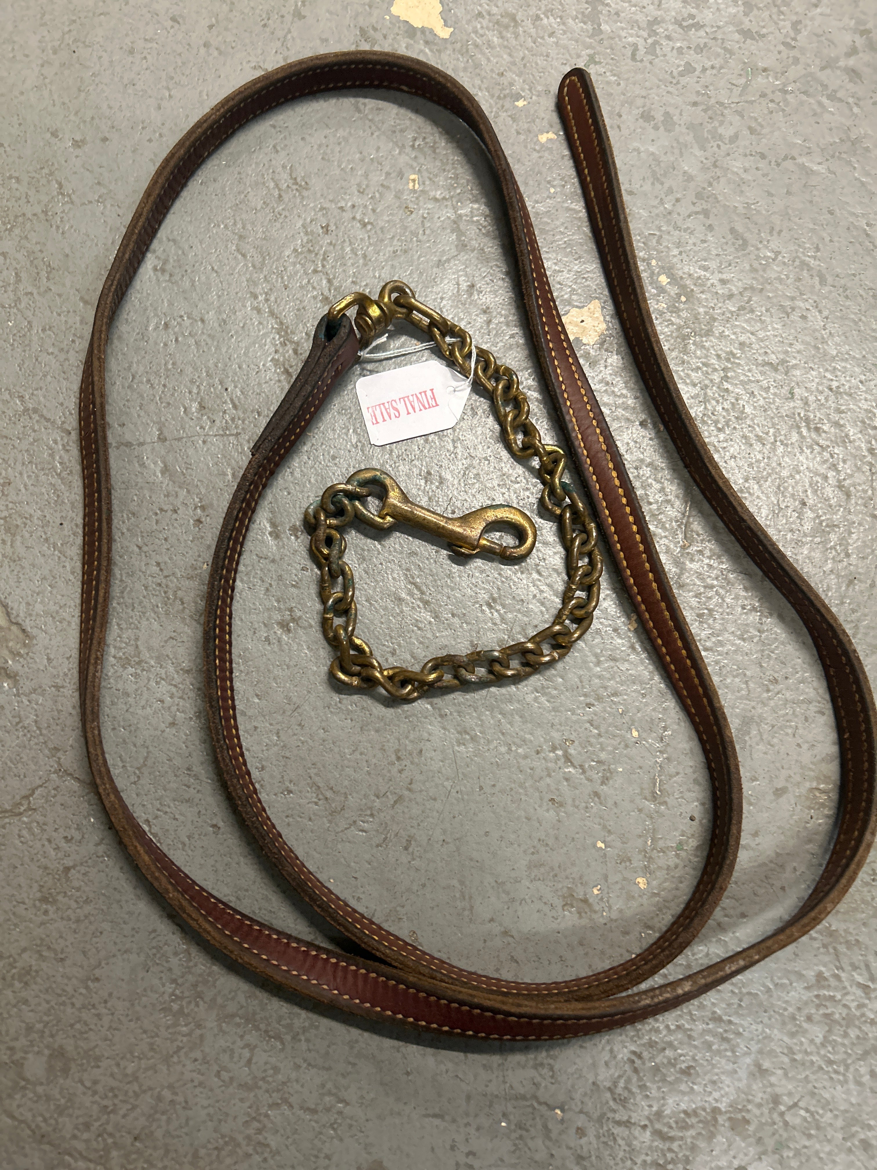 Leather and Brass Stud Chain-Lead Rope-Consignment-Evolution Equestrian Co.