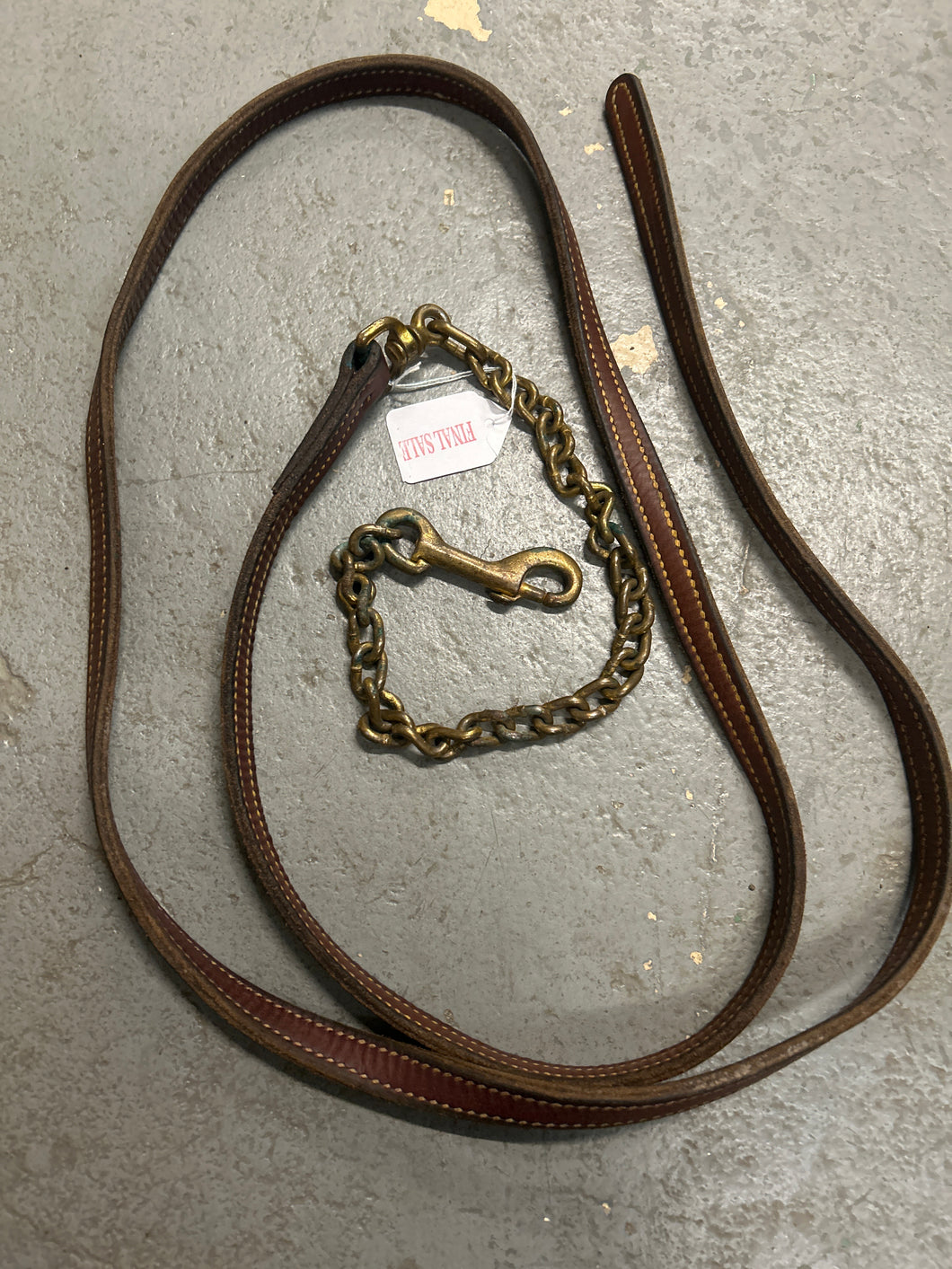 Leather and Brass Stud Chain-Lead Rope-Consignment-Evolution Equestrian Co.