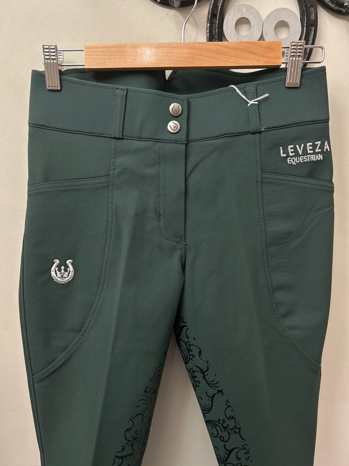 Leveza Dalhousie Full Seat Breeches Emerald Green 28-Breeches-Consignment-Evolution Equestrian Co.