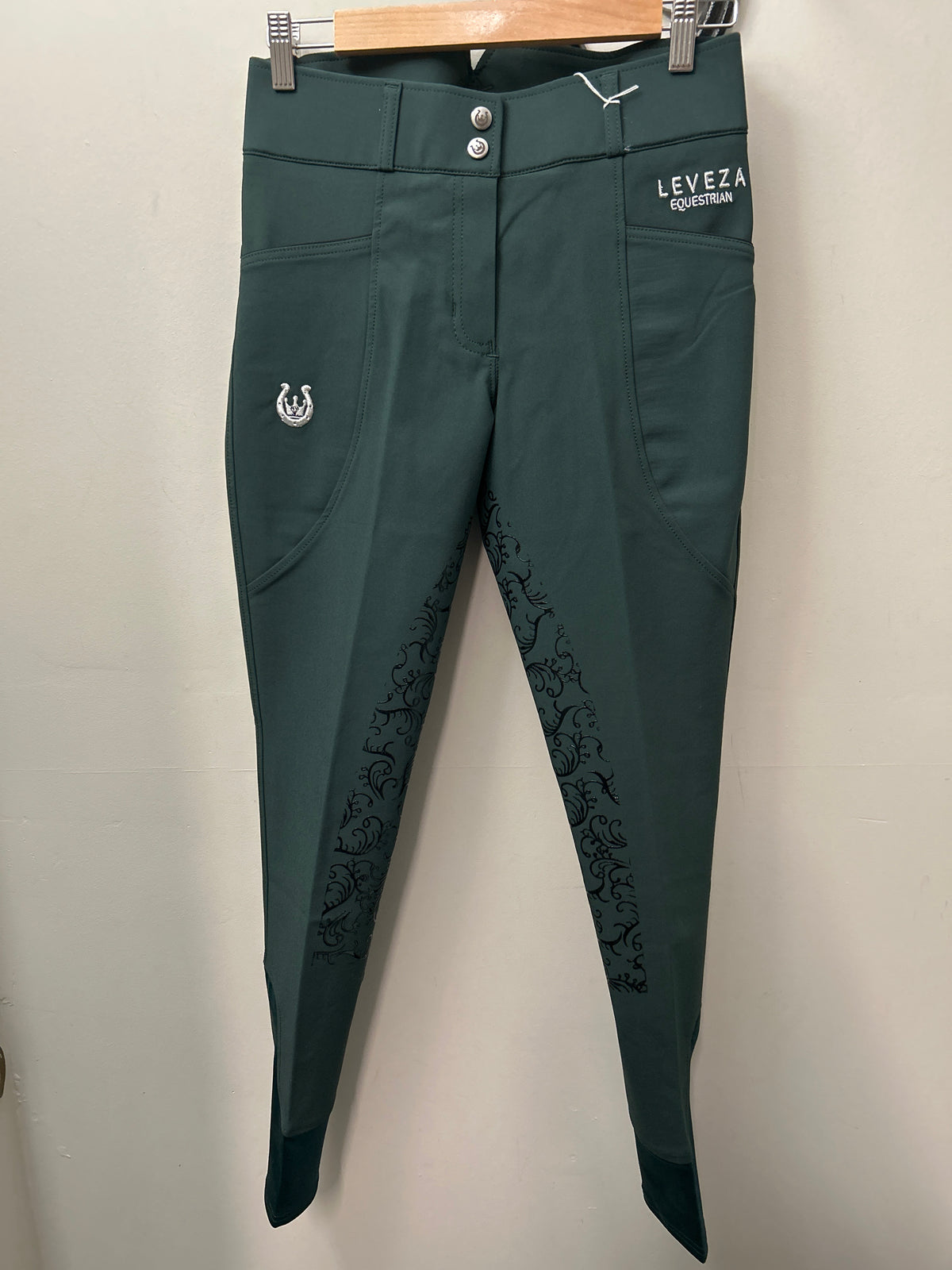 Leveza Dalhousie Full Seat Breeches Emerald Green 28-Breeches-Consignment-Evolution Equestrian Co.