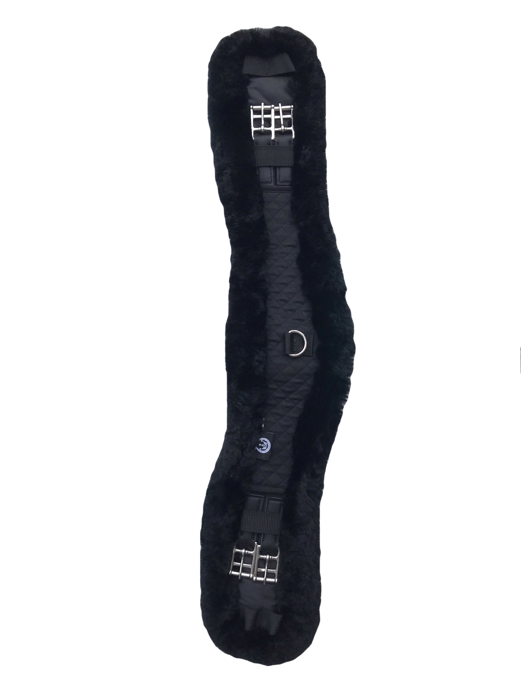 Leveza Fluffy Girth 22" Merino Sheepskin Black-English Girth-Consignment-Evolution Equestrian Co.