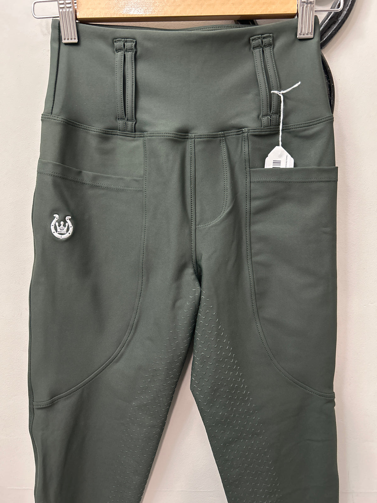 Leveza Serenata Riding Tights Green Small-Breeches-Consignment-Evolution Equestrian Co.