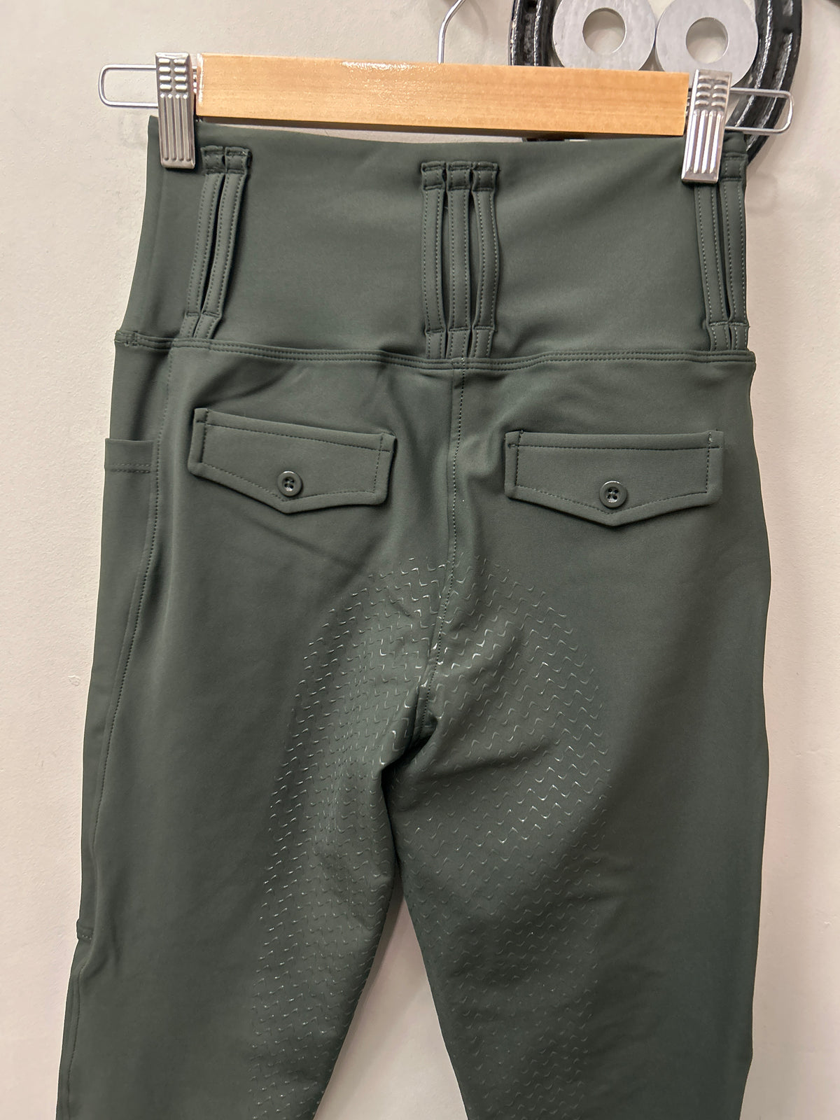 Leveza Serenata Riding Tights Green Small-Breeches-Consignment-Evolution Equestrian Co.