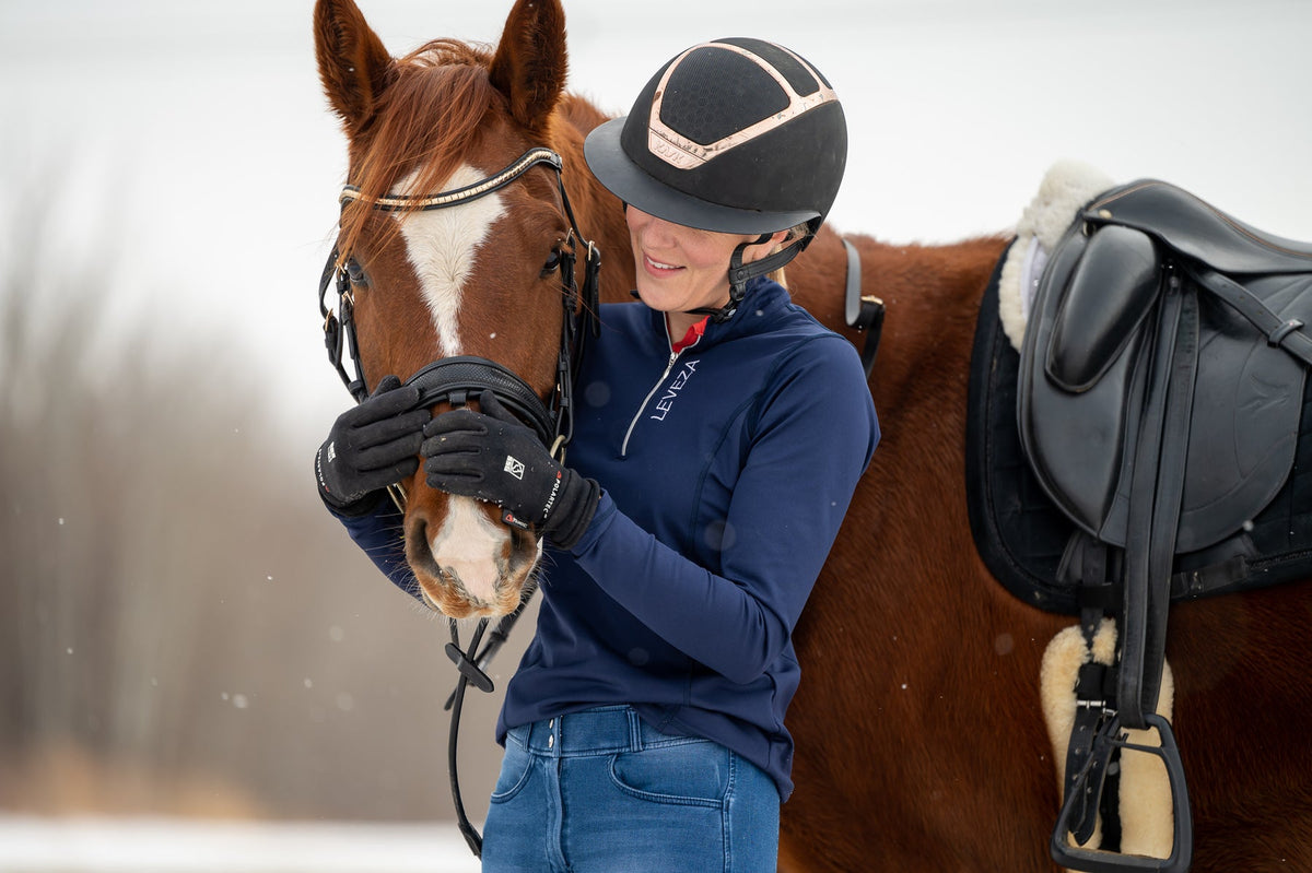 Leveza Winter Base Layer Shirt Navy Large-Riding Shirts-Consignment-Evolution Equestrian Co.