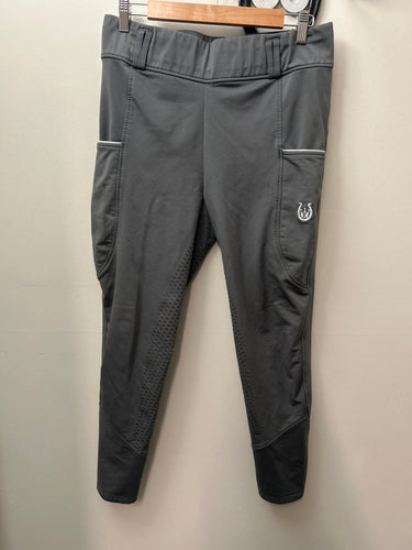 Leveza Winter Riding Tights Grey 34-Breeches-Consignment-Evolution Equestrian Co.