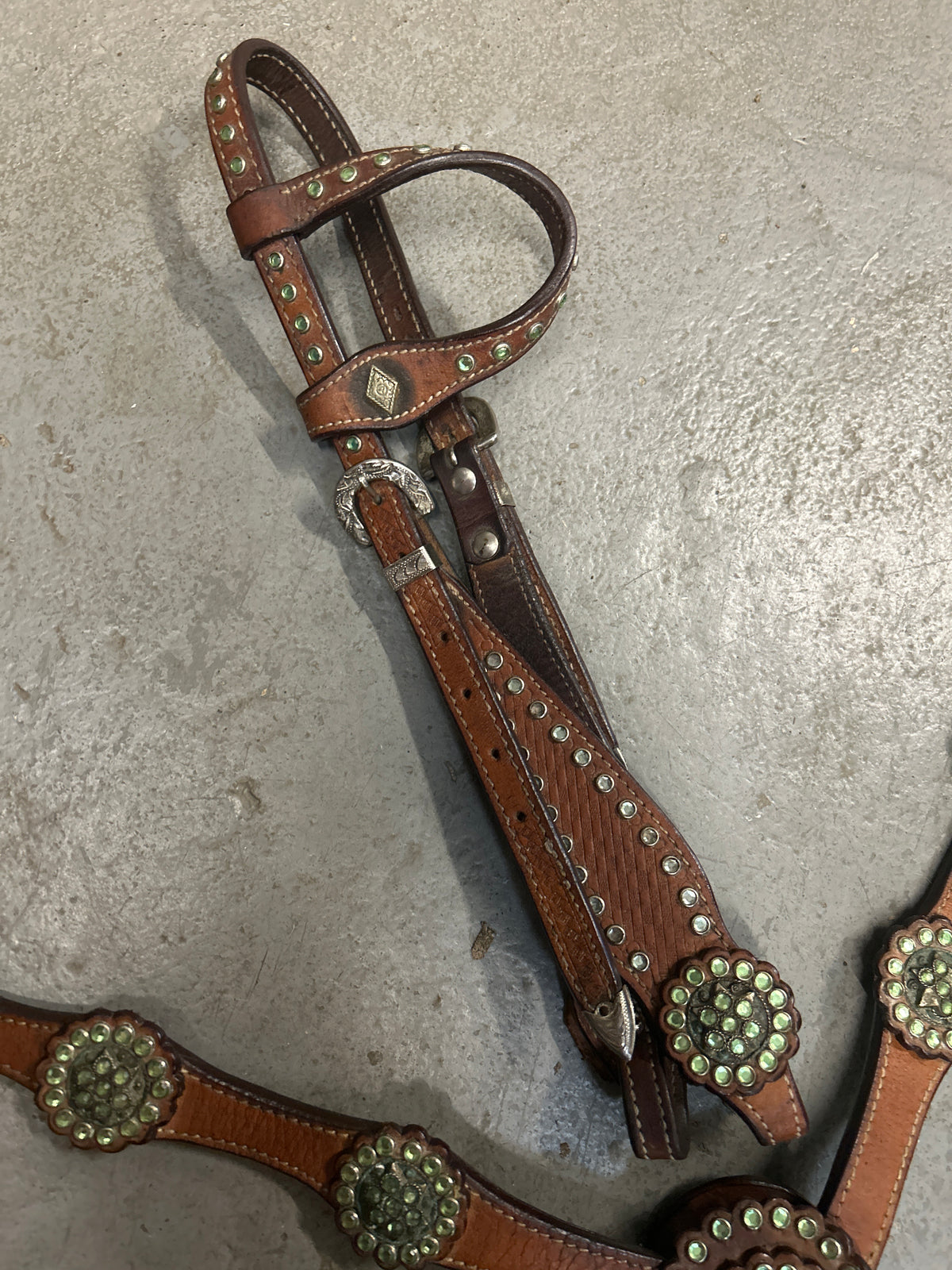 Lime Green Gem Tack Set-Western Headstall-Consignment-Evolution Equestrian Co.