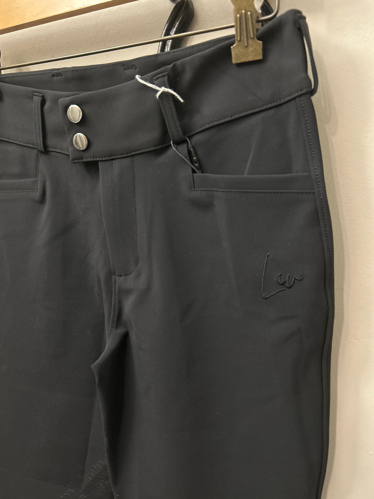 Liv Equestrian Maxim Black Knee Patch Breeches Medium-Breeches-Consignment-Evolution Equestrian Co.