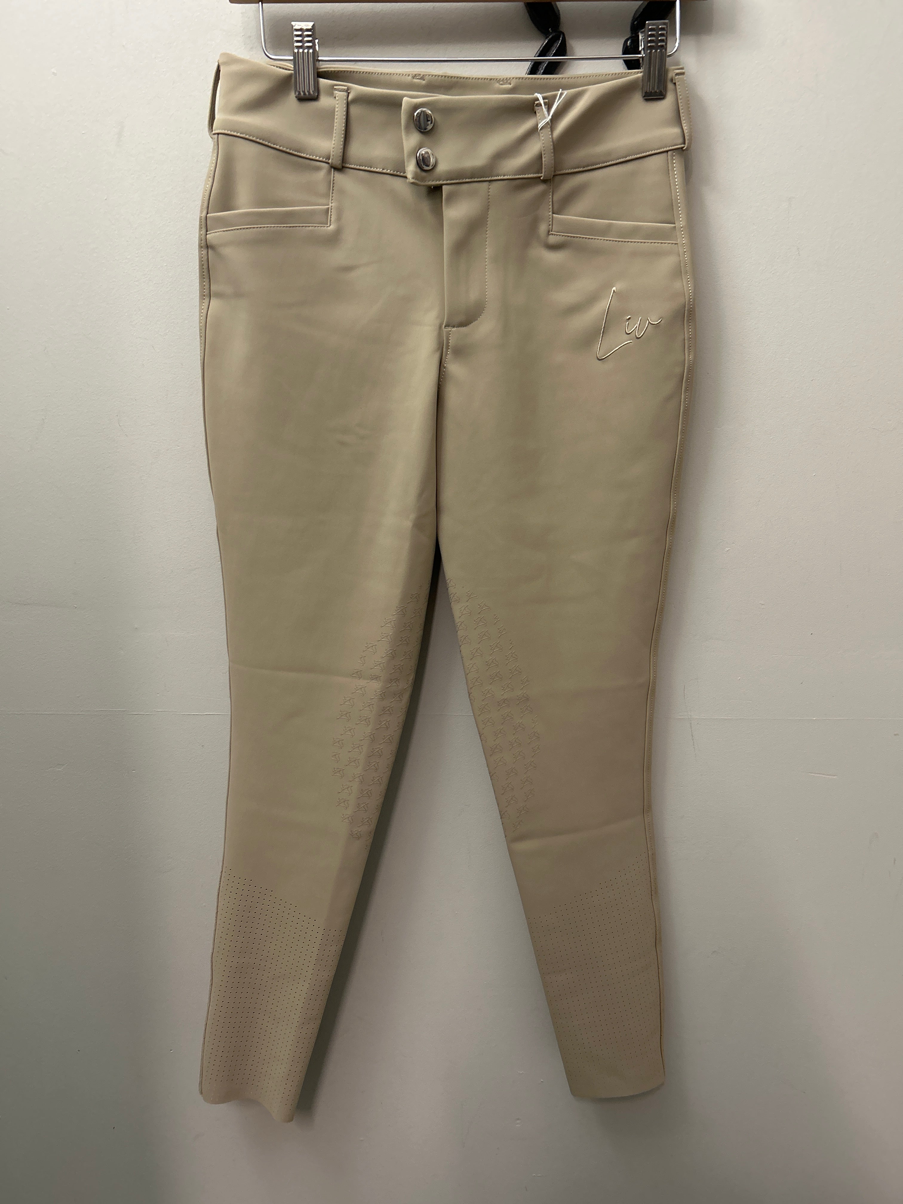 Liv Equestrian Maxim Tan Knee Patch Breeches Medium-Breeches-Consignment-Evolution Equestrian Co.