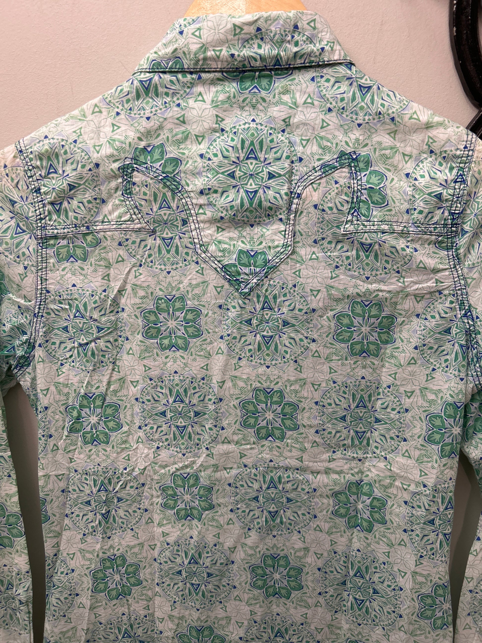 Long Live Cowgirls Western Shirt Green Small-Apparel-Consignment-Evolution Equestrian Co.