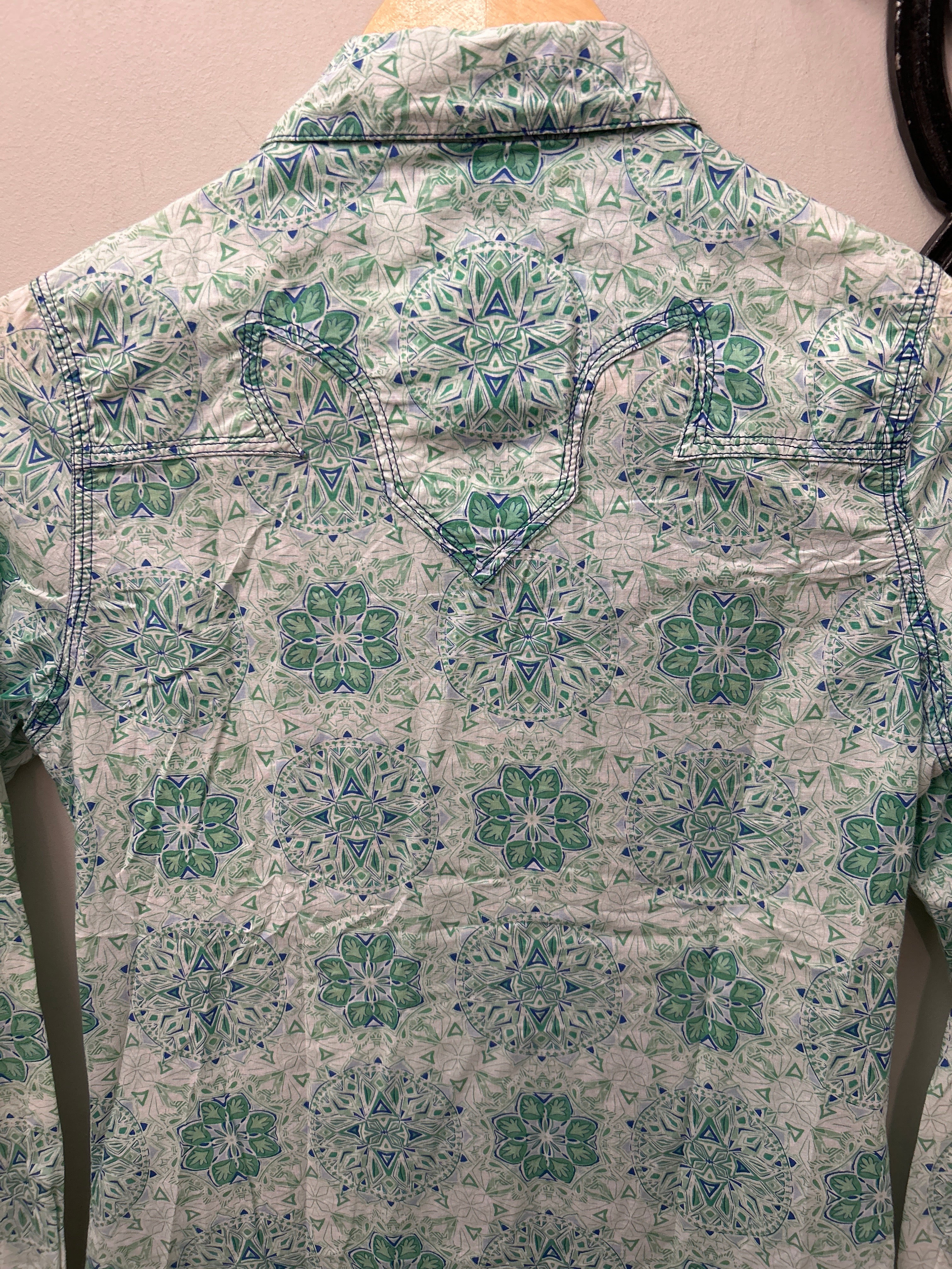 Long Live Cowgirls Western Shirt Green Small-Apparel-Consignment-Evolution Equestrian Co.