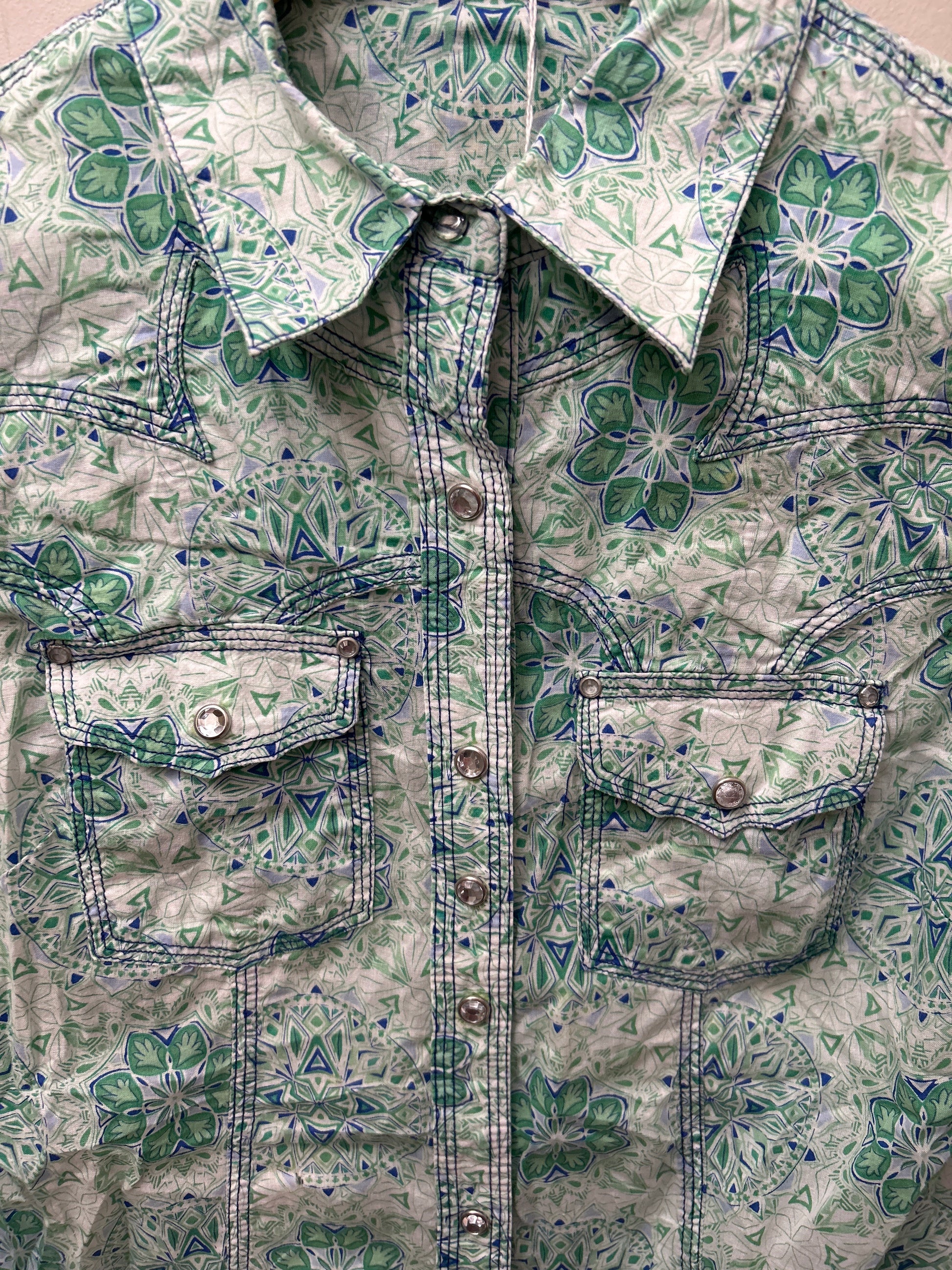 Long Live Cowgirls Western Shirt Green Small-Apparel-Consignment-Evolution Equestrian Co.