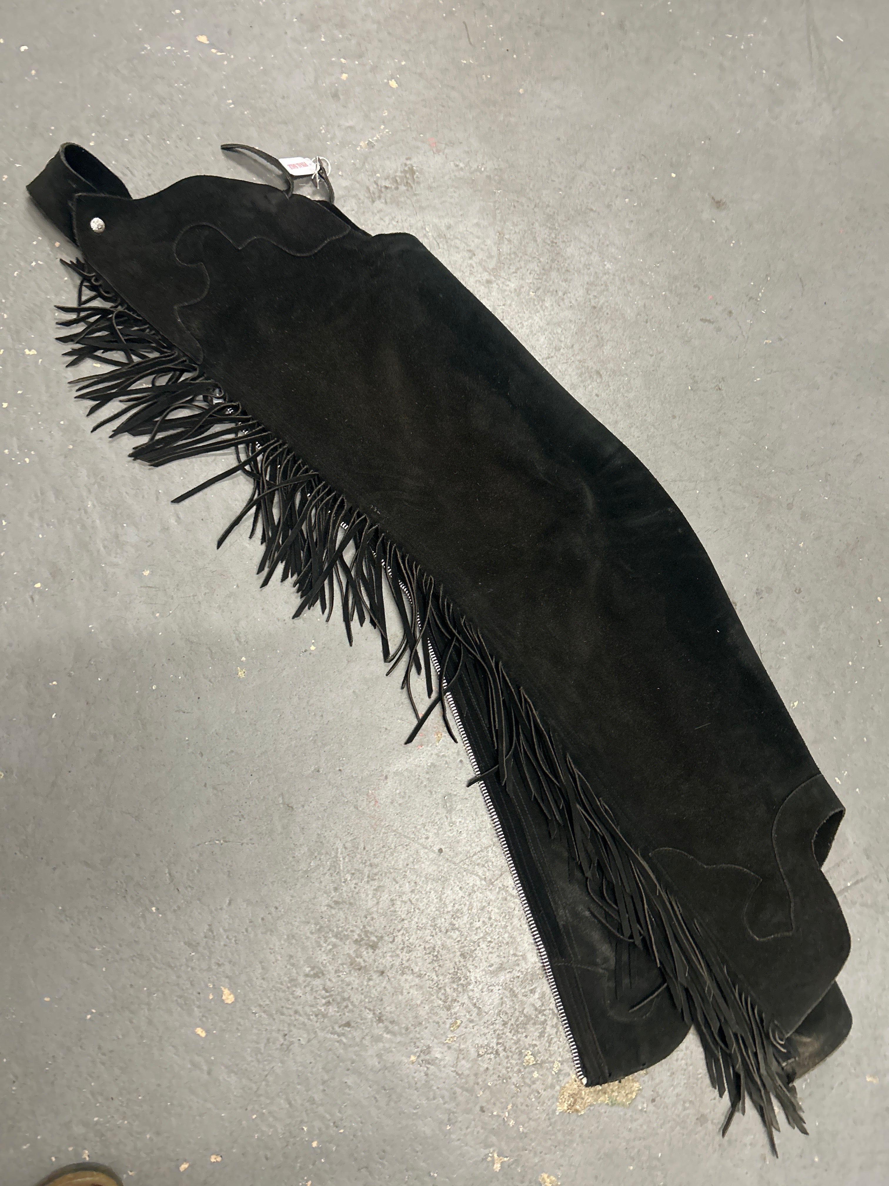 Lynn Saunders Black Suede Chaps-Chaps-Consignment-Evolution Equestrian Co.