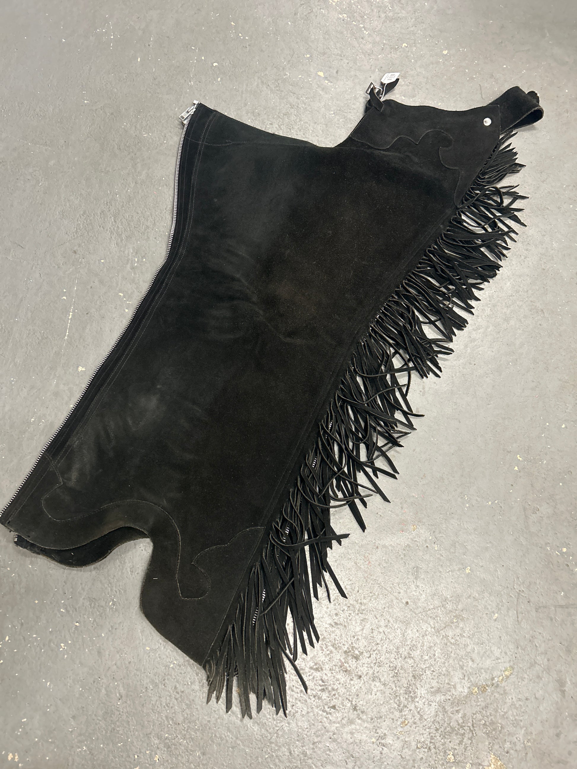 Lynn Saunders Black Suede Chaps-Chaps-Consignment-Evolution Equestrian Co.