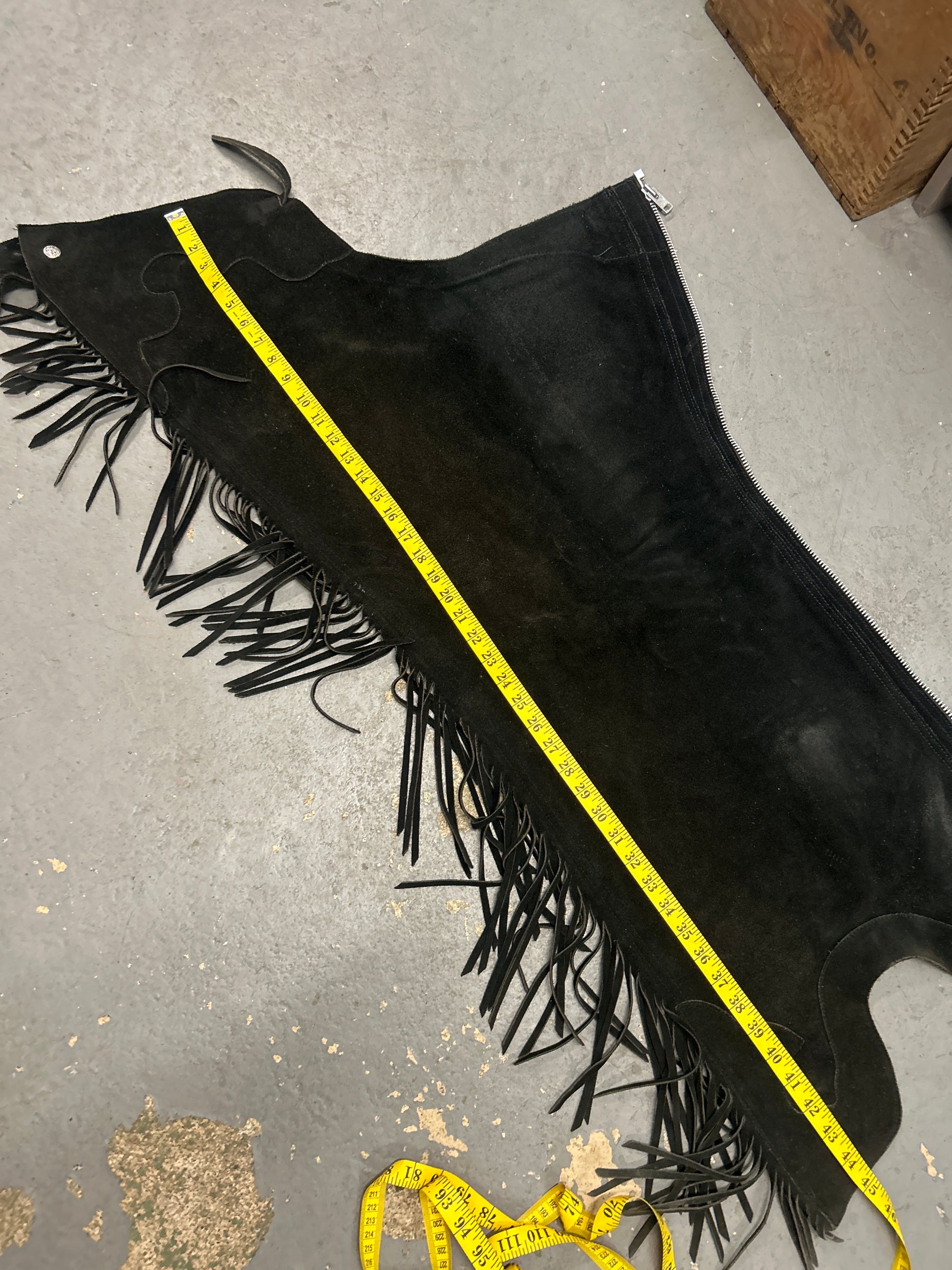 Lynn Saunders Black Suede Chaps-Chaps-Consignment-Evolution Equestrian Co.