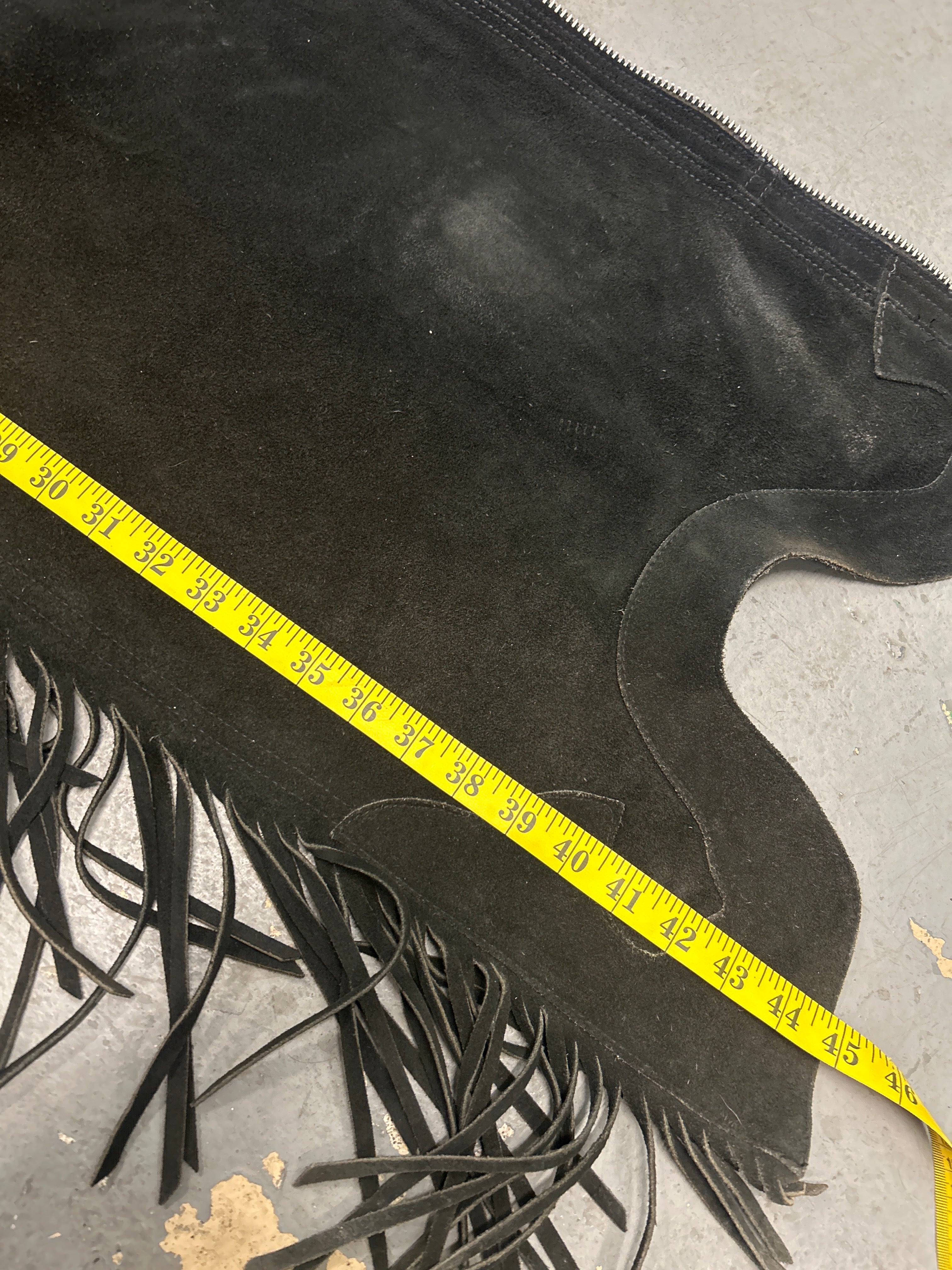 Lynn Saunders Black Suede Chaps-Chaps-Consignment-Evolution Equestrian Co.