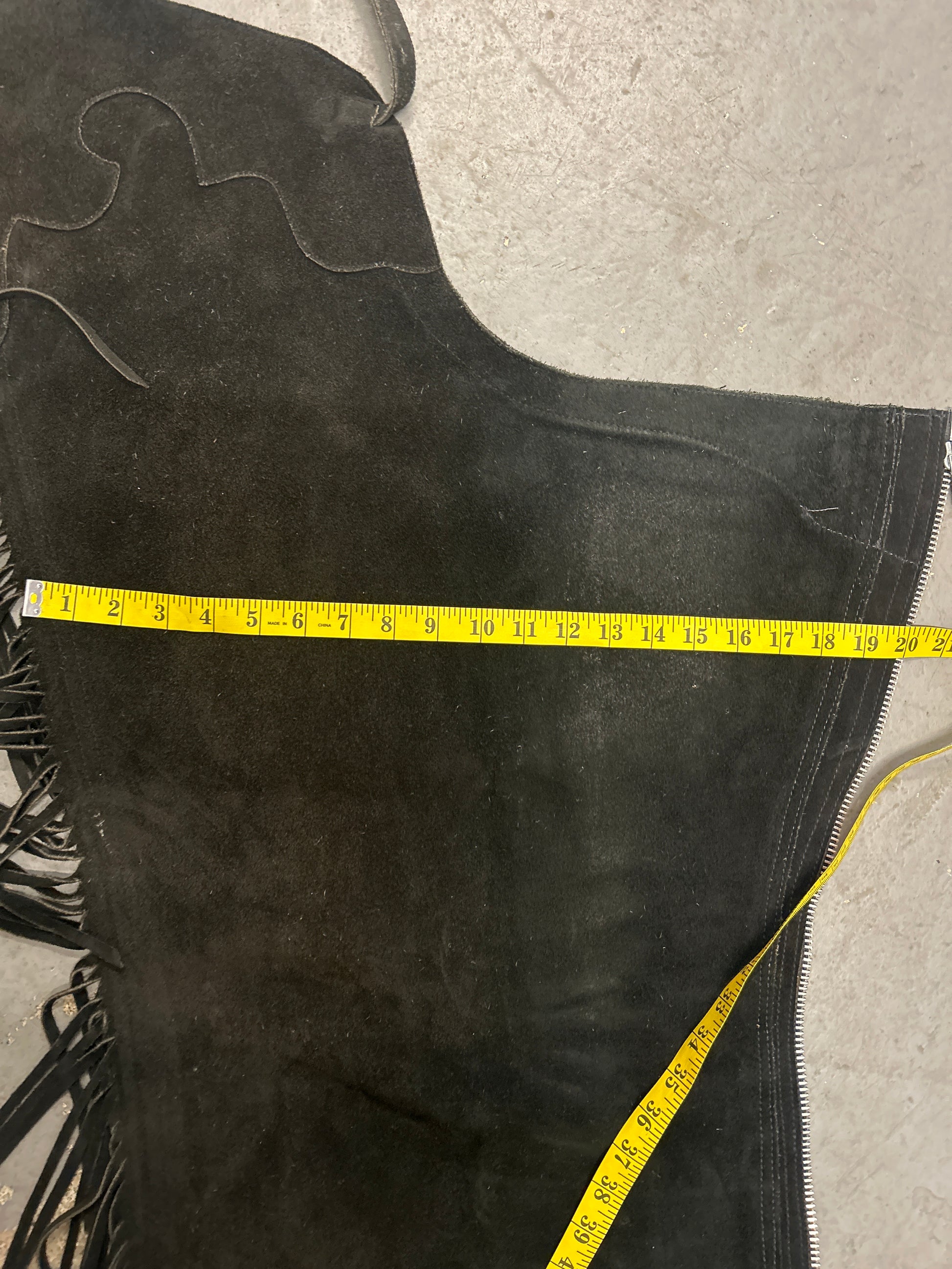 Lynn Saunders Black Suede Chaps-Chaps-Consignment-Evolution Equestrian Co.