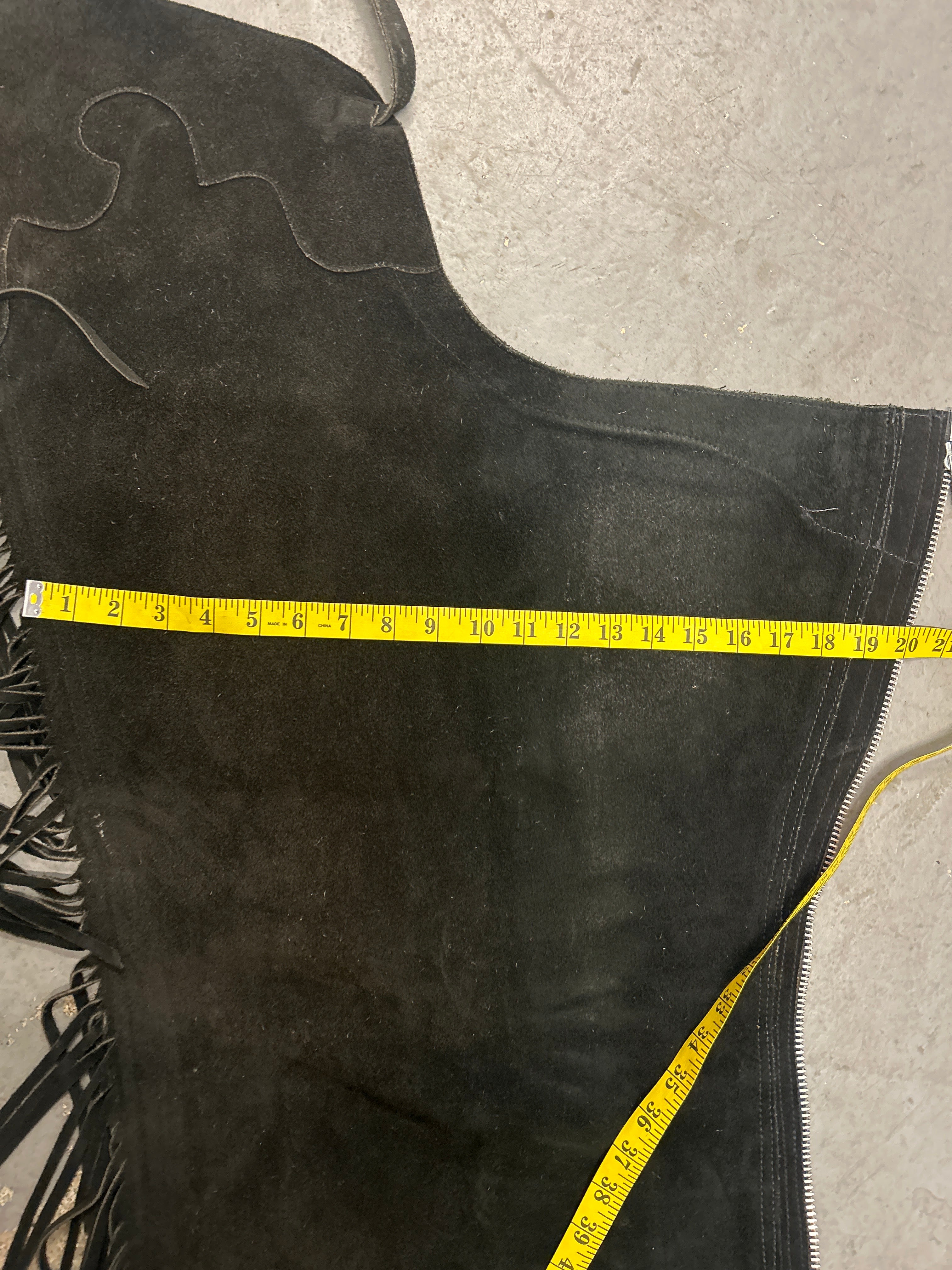 Lynn Saunders Black Suede Chaps-Chaps-Consignment-Evolution Equestrian Co.