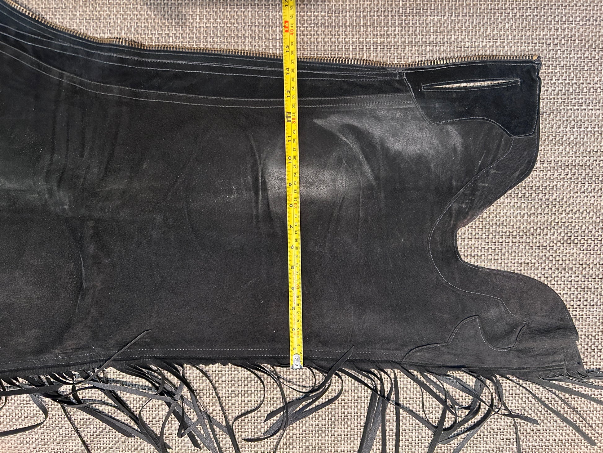 Lynn Saunders Black Suede Chaps Light-Weight-Chaps-Consignment-Evolution Equestrian Co.