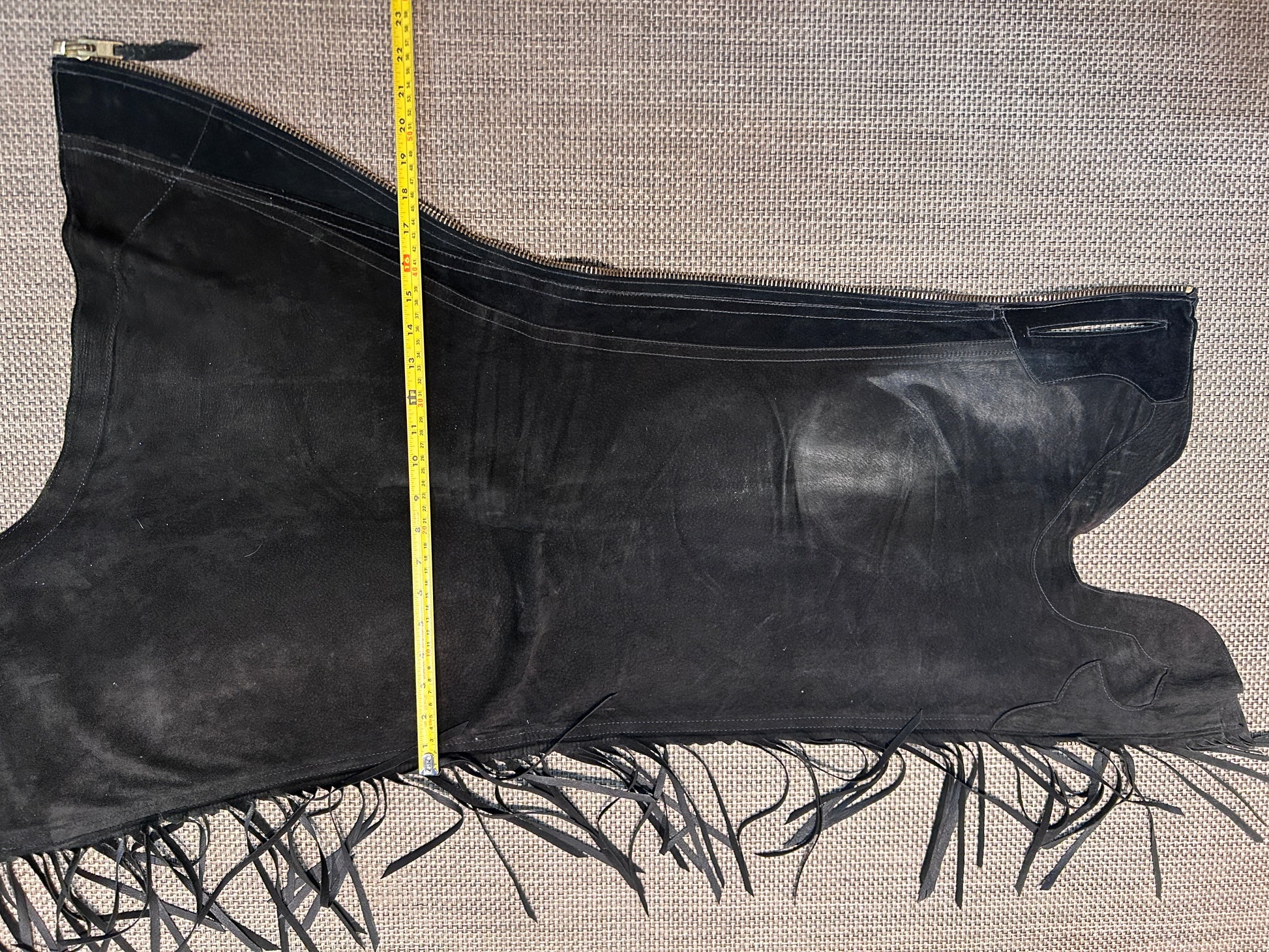 Lynn Saunders Black Suede Chaps Light-Weight-Chaps-Consignment-Evolution Equestrian Co.