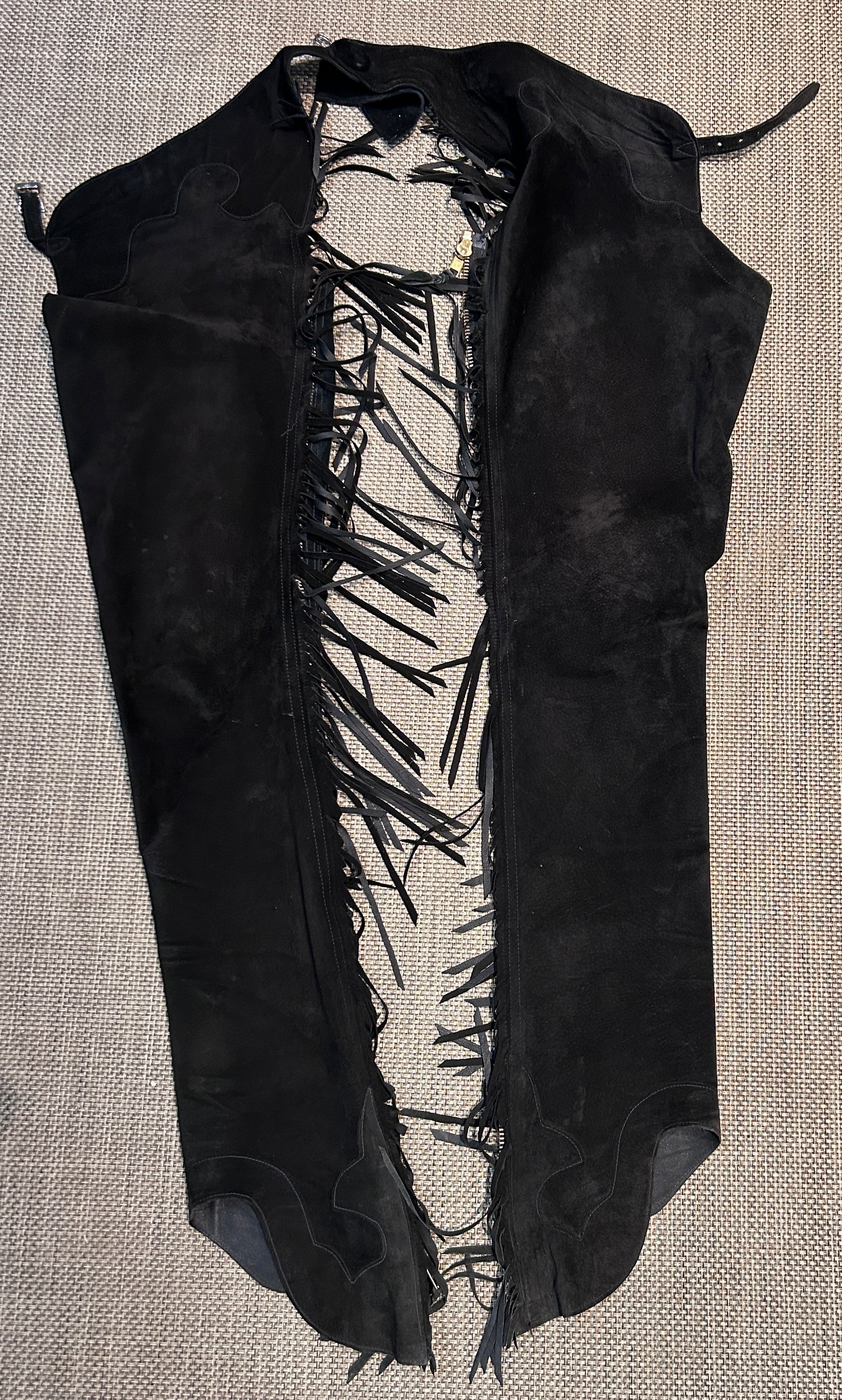Lynn Saunders Black Suede Chaps Light-Weight-Chaps-Consignment-Evolution Equestrian Co.