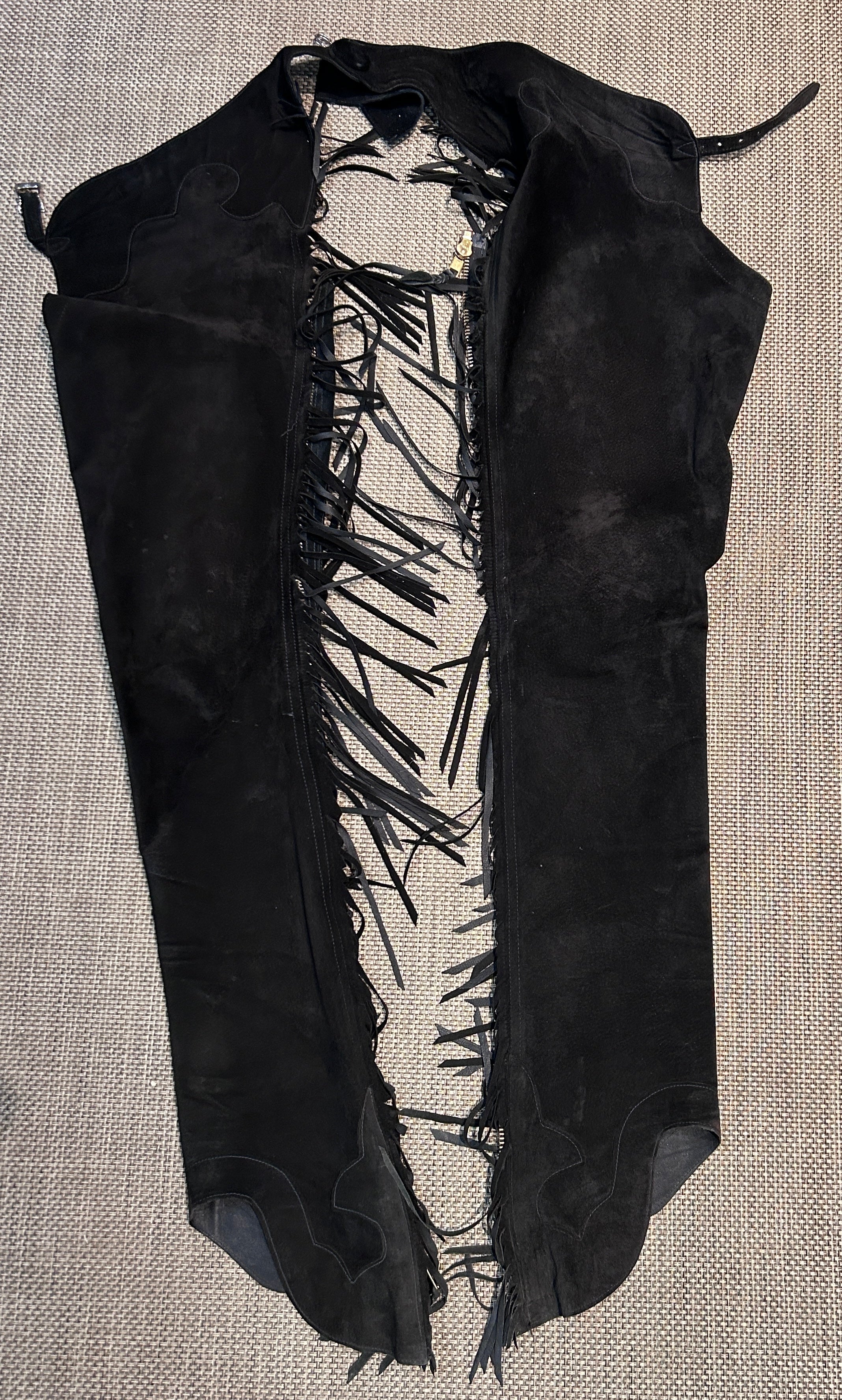 Lynn Saunders Black Suede Chaps Light-Weight-Chaps-Consignment-Evolution Equestrian Co.