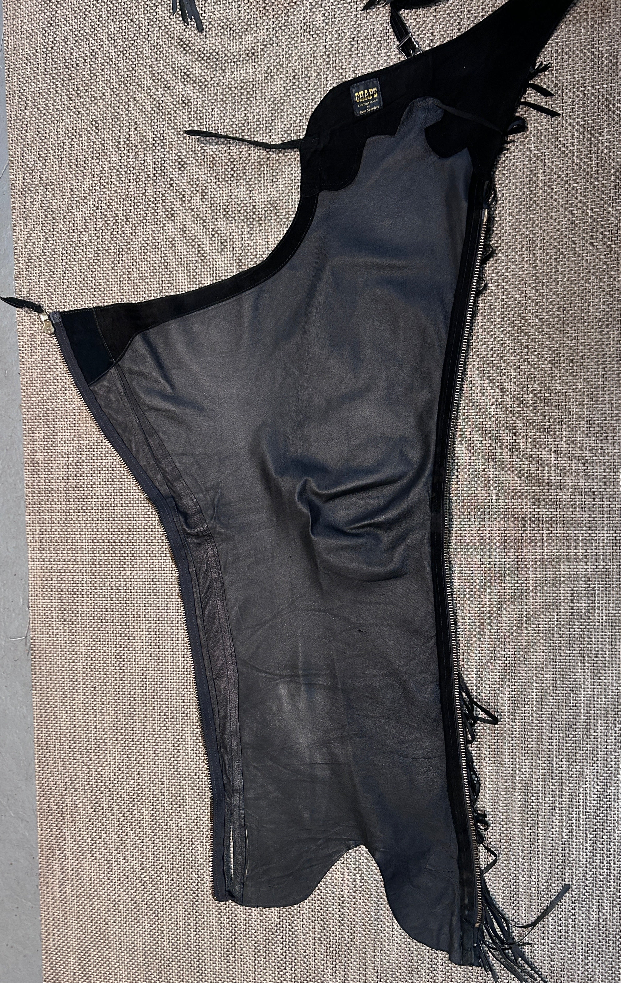 Lynn Saunders Black Suede Chaps Light-Weight-Chaps-Consignment-Evolution Equestrian Co.