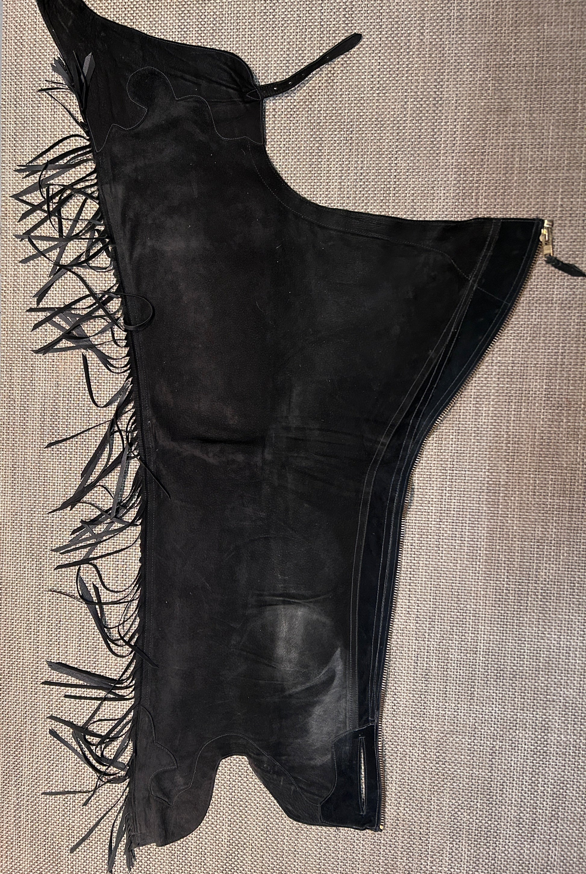 Lynn Saunders Black Suede Chaps Light-Weight-Chaps-Consignment-Evolution Equestrian Co.